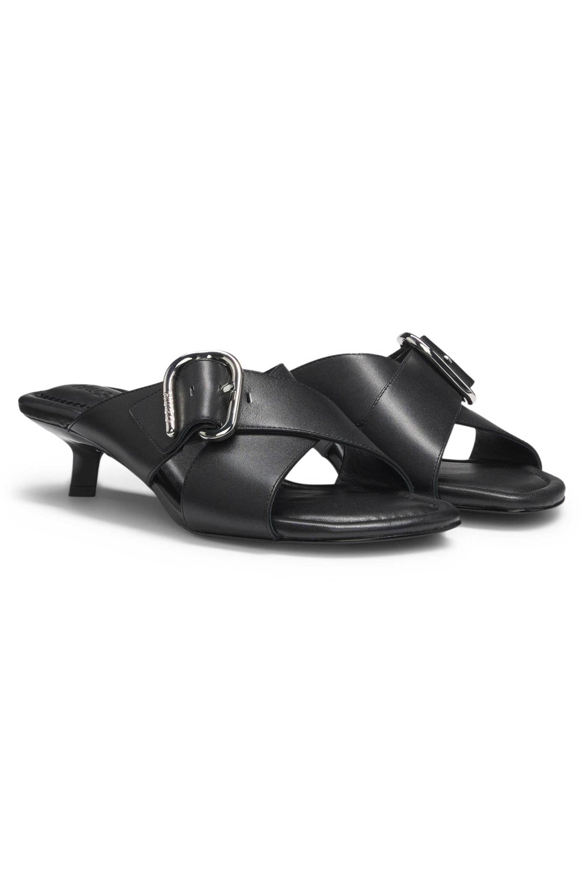 Hugo Boss γυναικεία suede mules με ρυθμιζόμενη αγκράφα "Αmaryl"