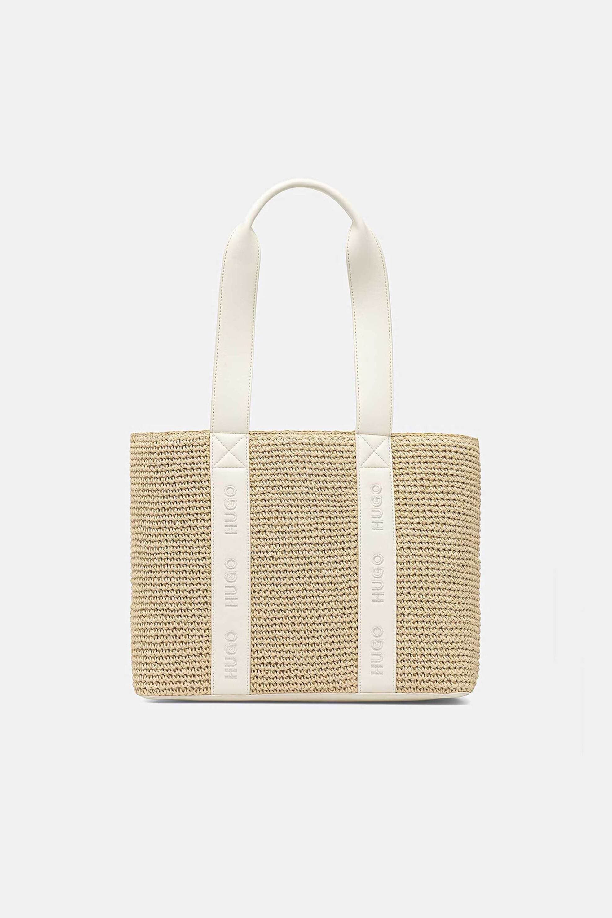 Hugo Boss γυναικεία ψάθινη τσάντα tote με λογότυπο "Becky"