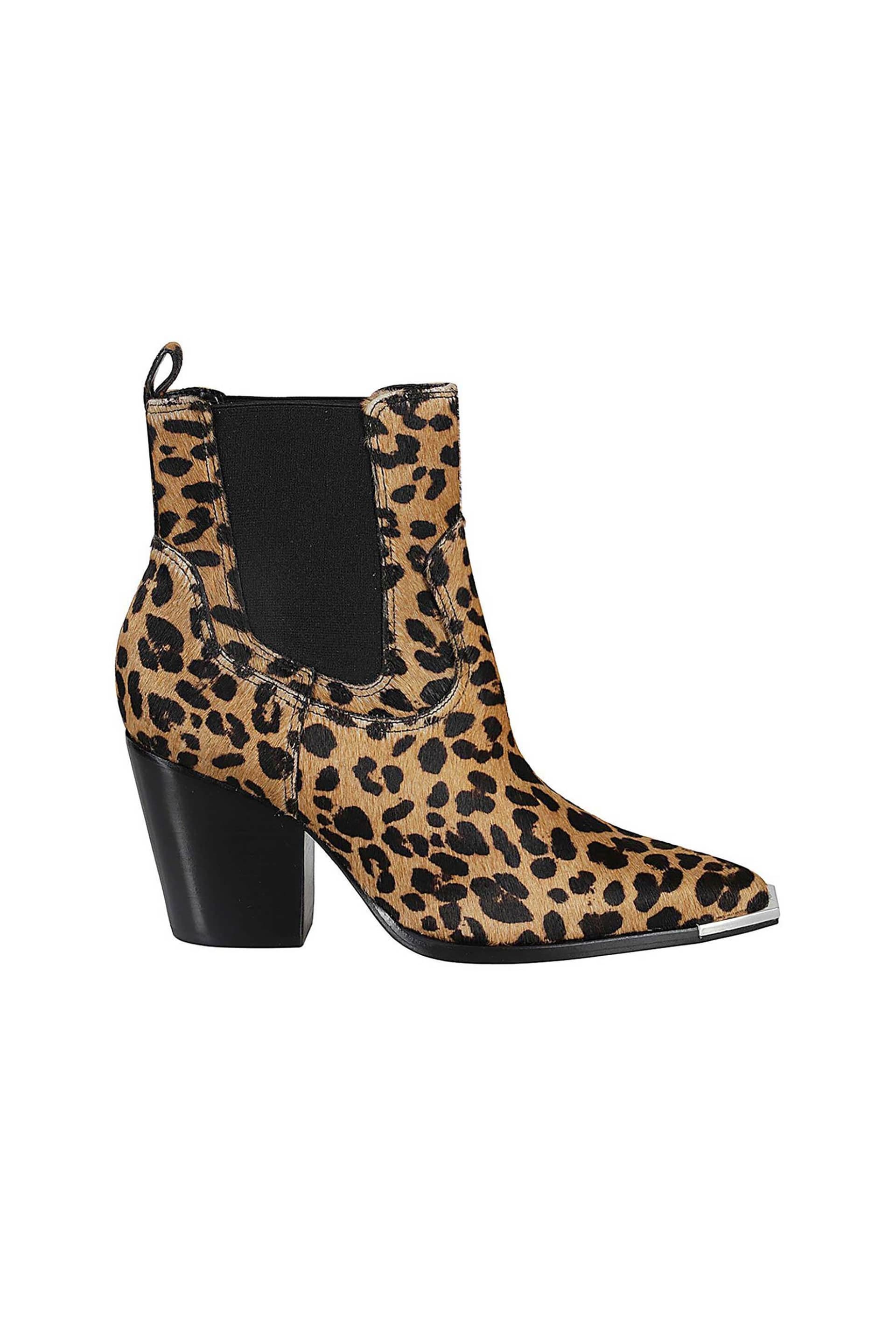 Schutz γυναικεία δερμάτινα μποτάκια με leopard print