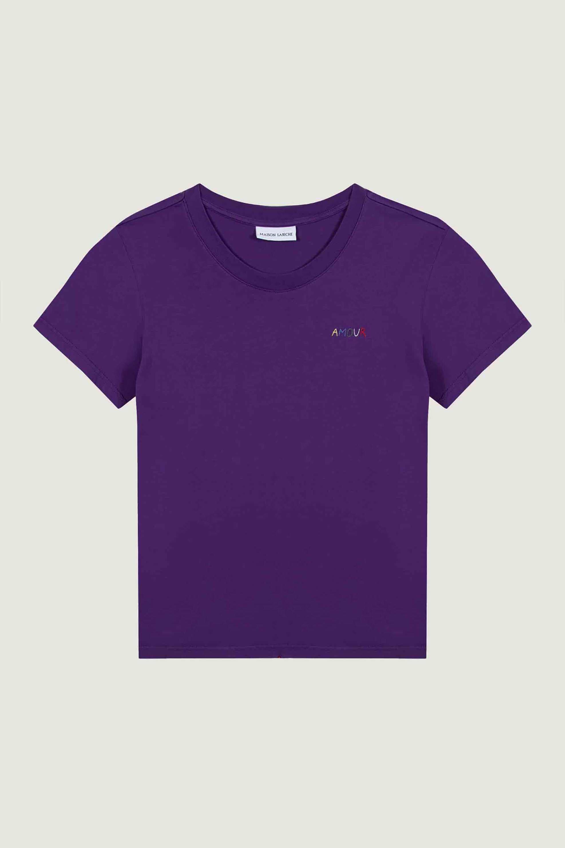 Maison Labiche γυναικείο βαμβακερό T-shirt μονόχρωμο με lettering "Amour"