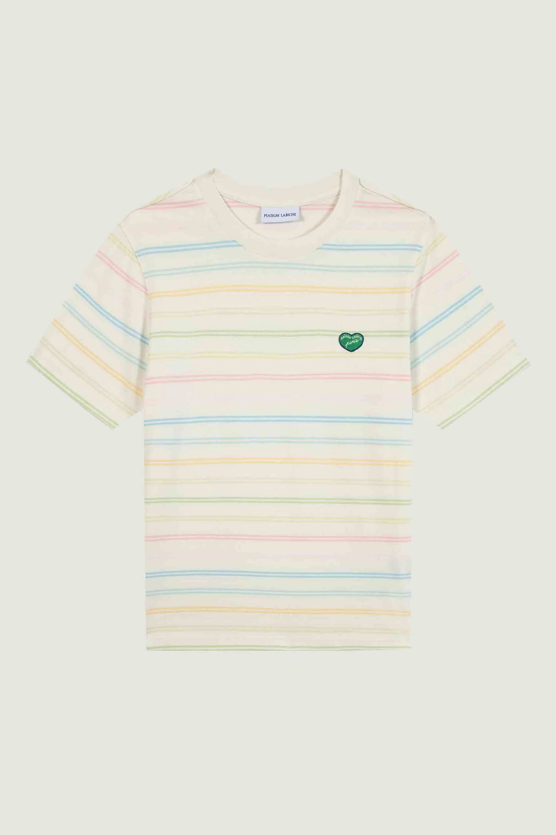 Maison Labiche γυναικείο βαμβακερό T-shirt με ριγέ σχέδιο "Patch Coeur"