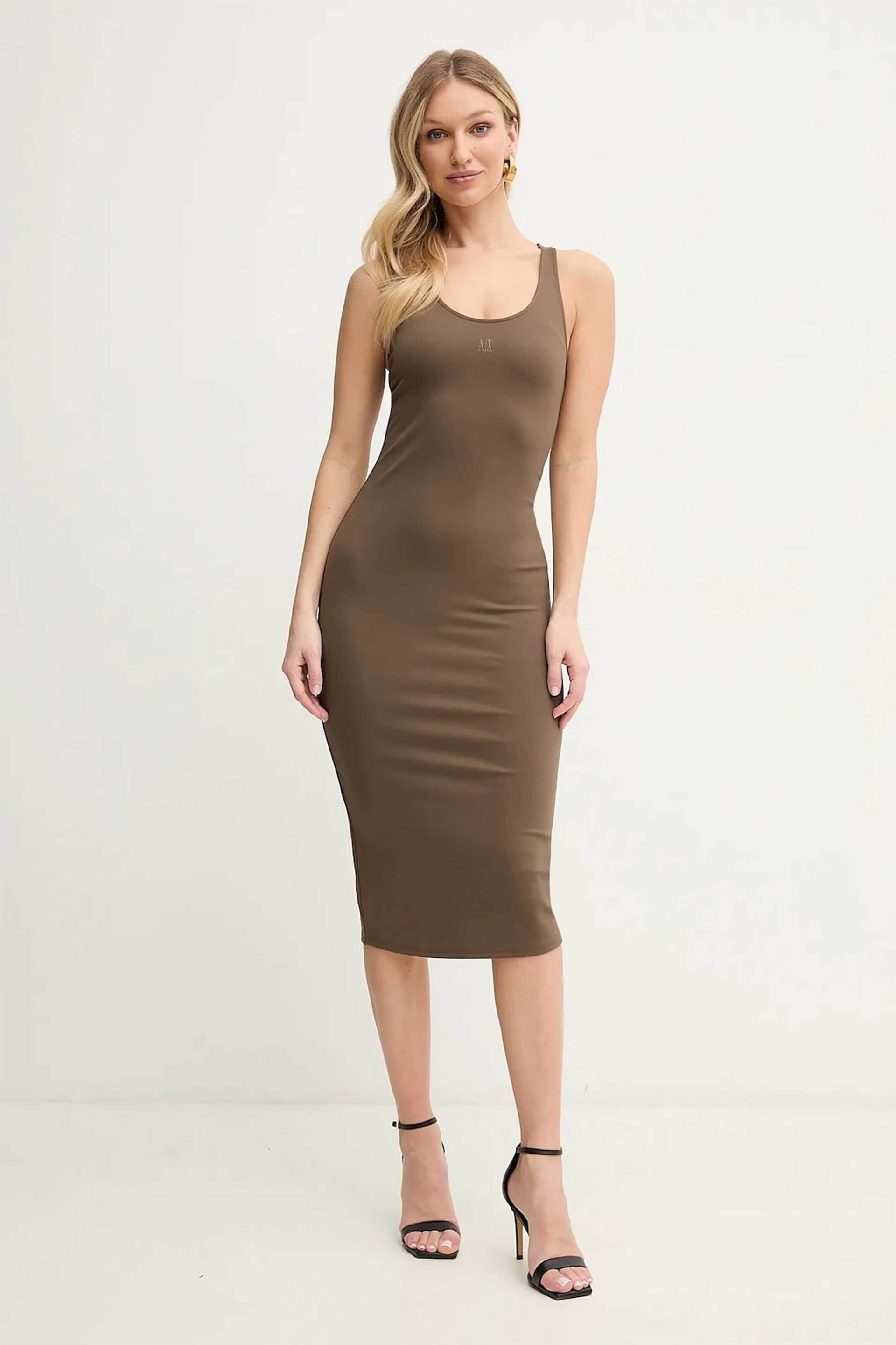 Armani Exchange γυναικείο midi φόρεμα αμάνικο