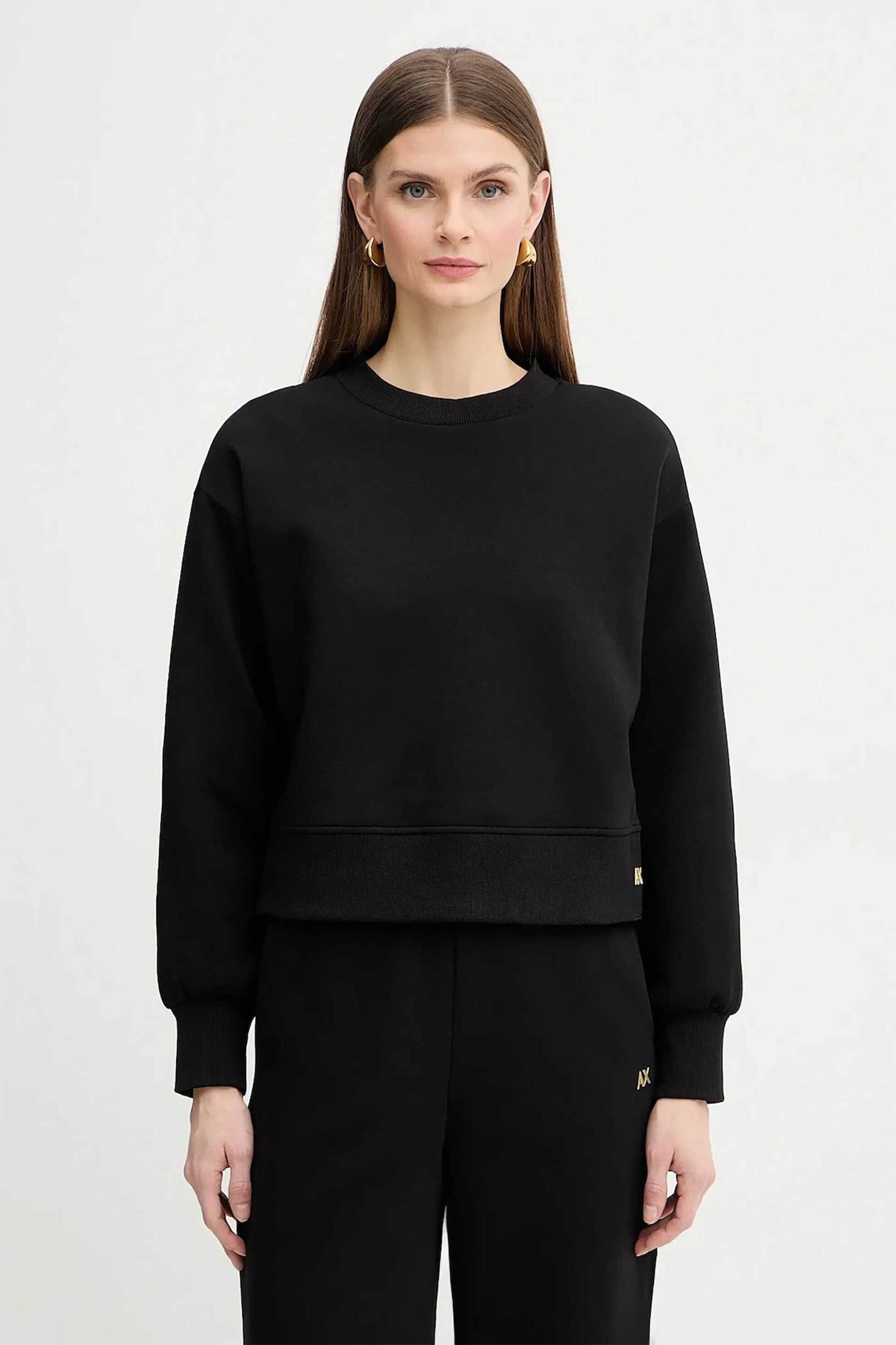 Armani Exchange γυναικεία cropped μπλούζα φούτερ με monogram