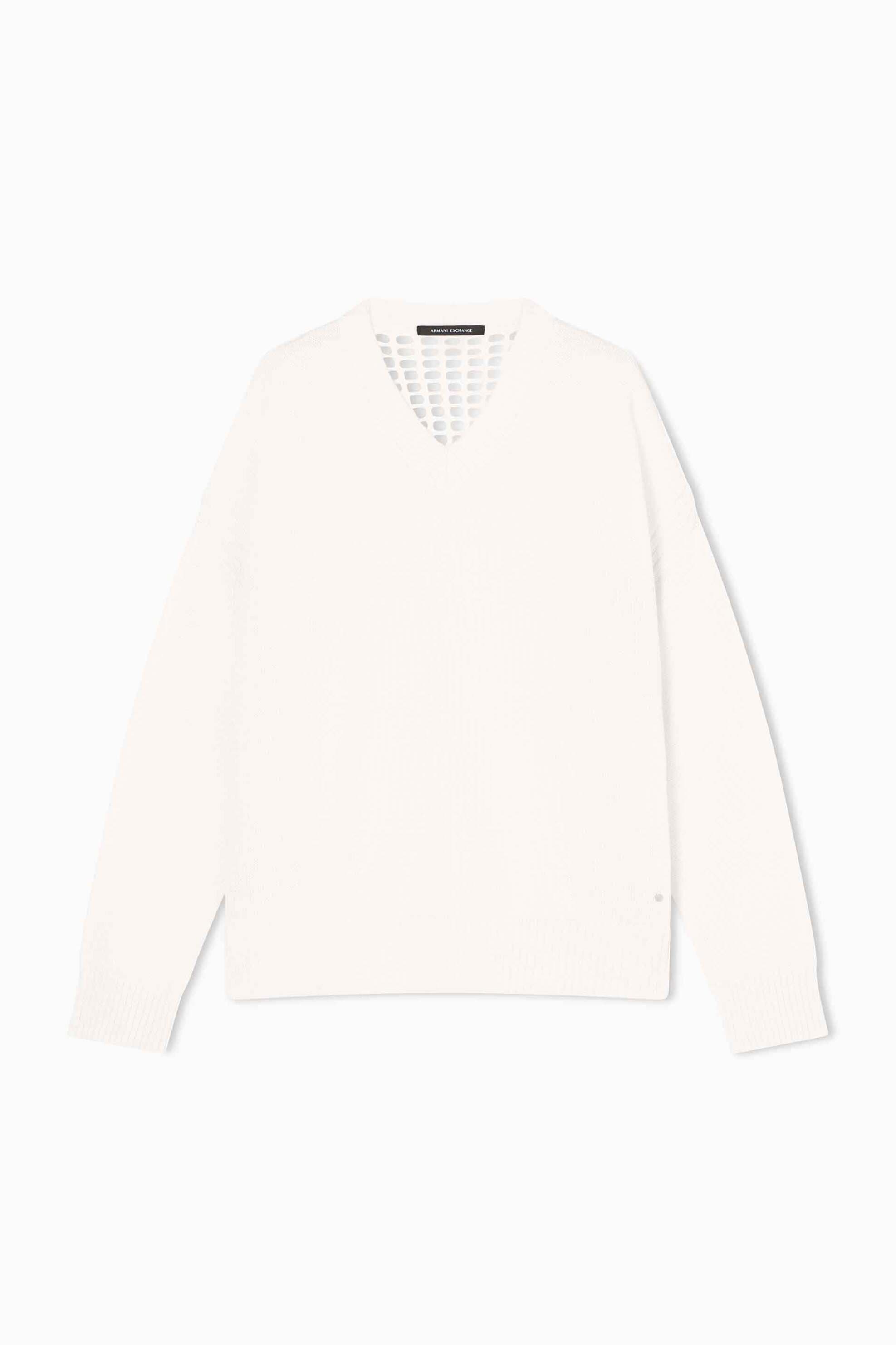 Armani Exchange γυναικεία πλεκτή μπλούζα με V και διάτρητο πίσω μέρος