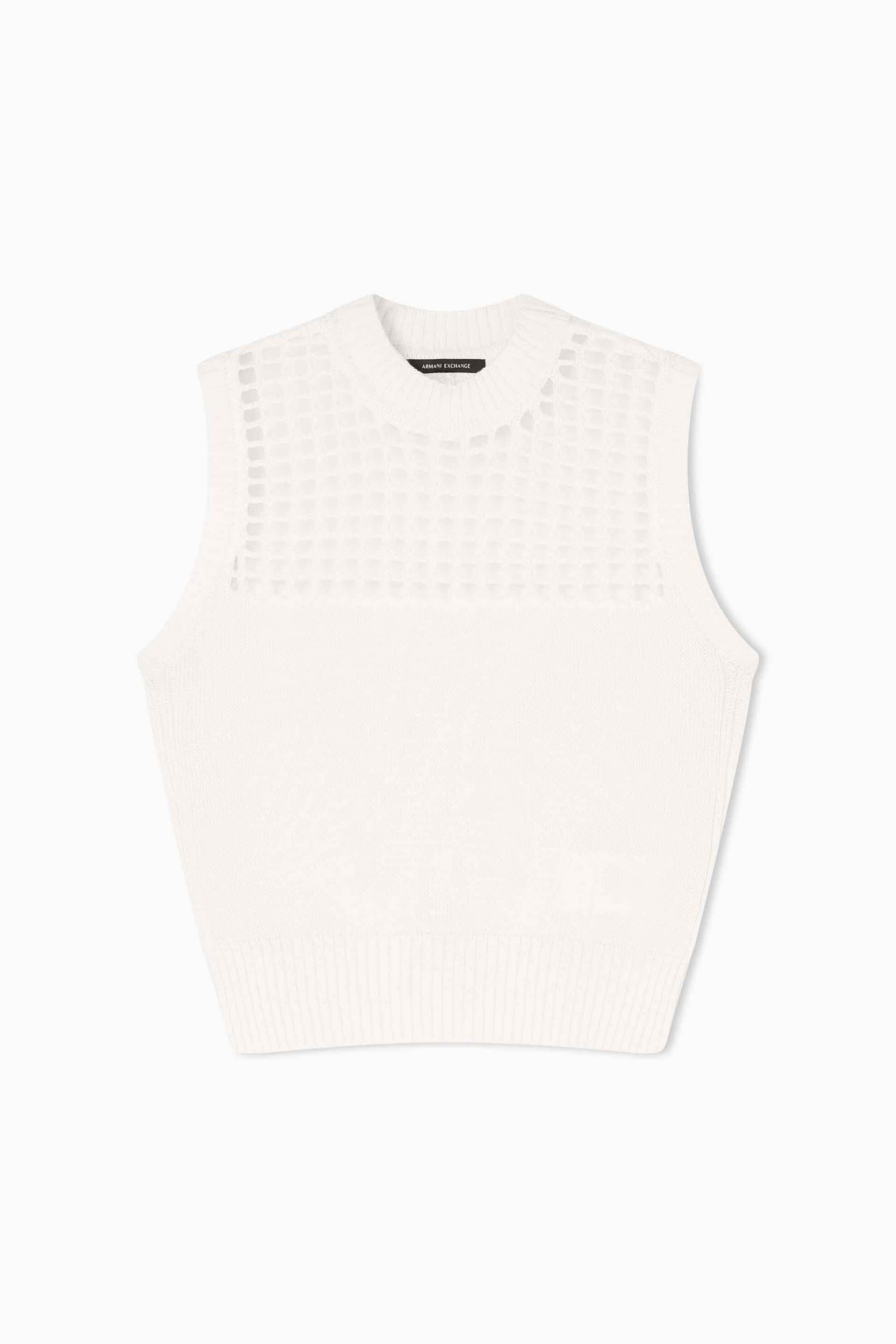 Armani Exchange γυναικεία πλεκτή μπλούζα αμάνικη με διάτρητο σχέδιο