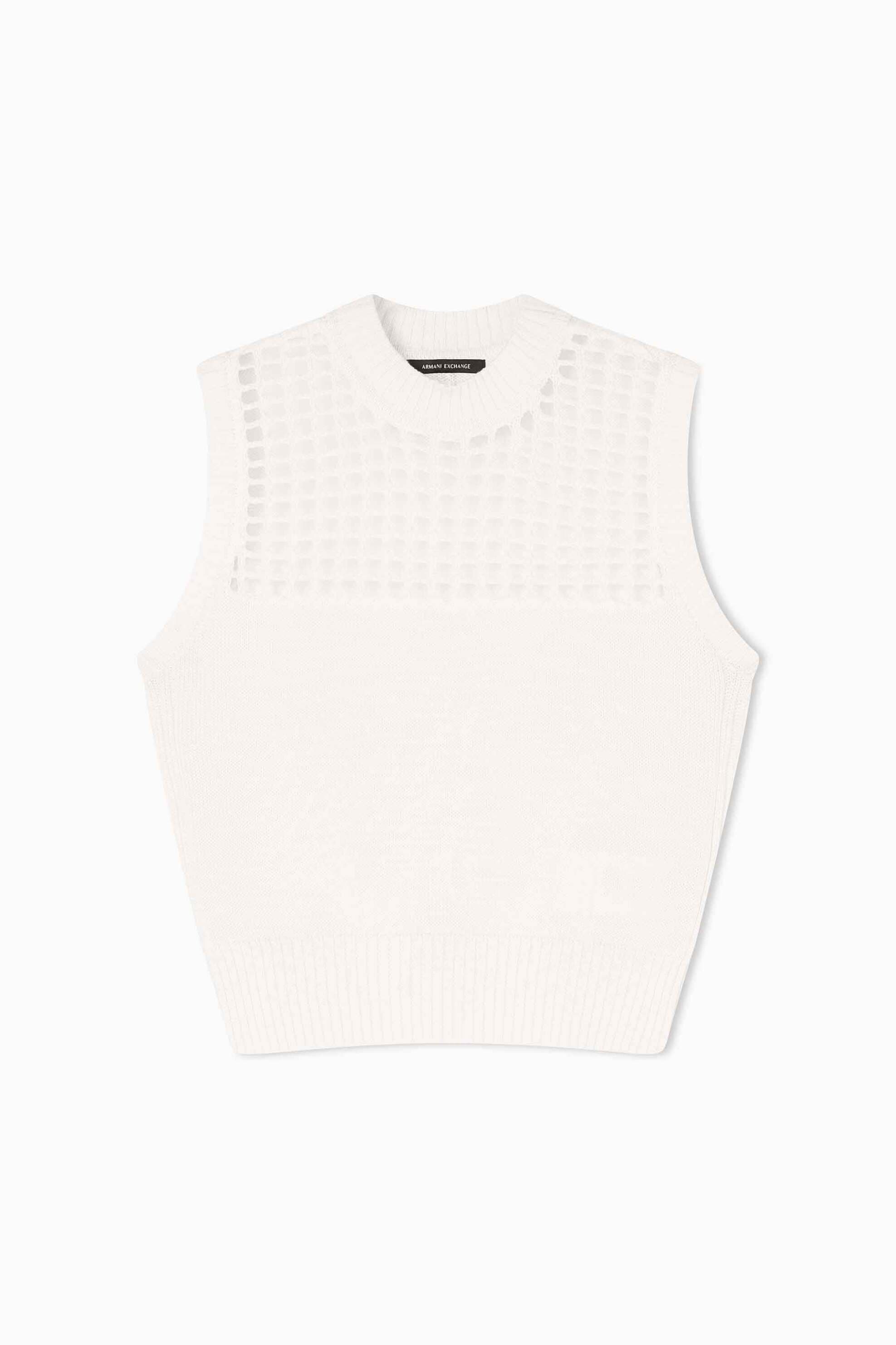 Armani Exchange γυναικεία πλεκτή μπλούζα αμάνικη με διάτρητο σχέδιο