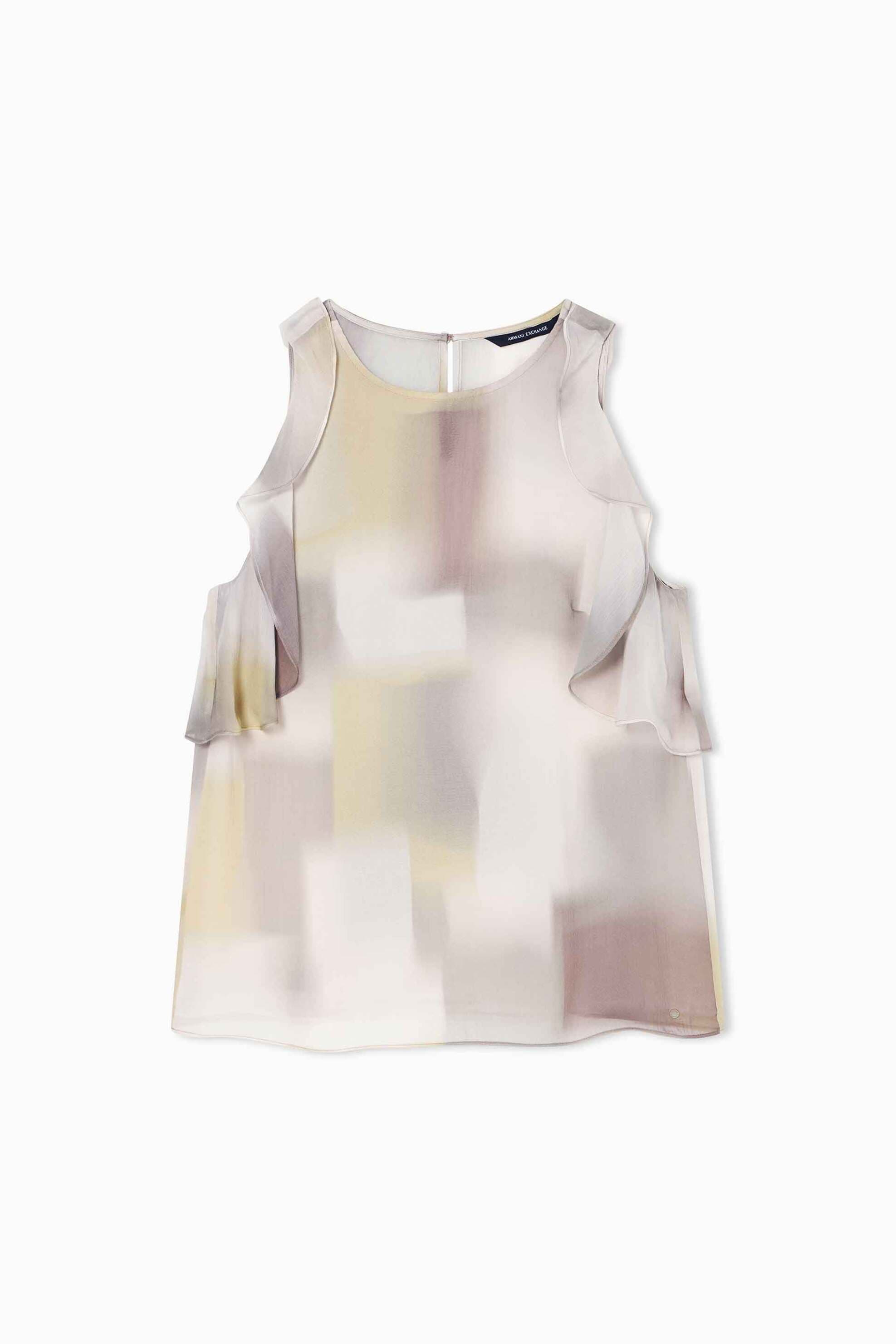 Armani Exchange γυναικεία αμάνικη μπλούζα με βολάν και all-over print