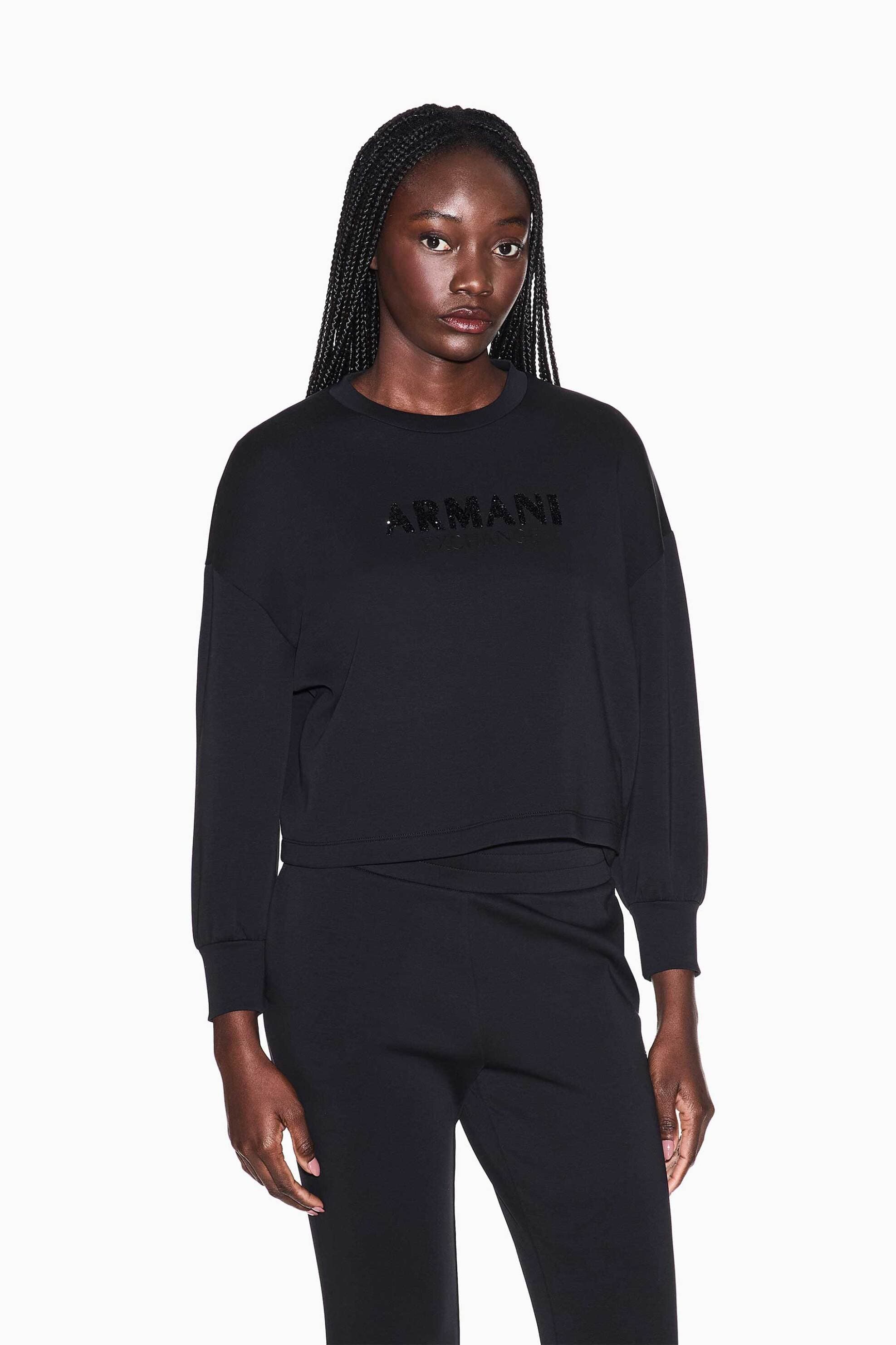 Armani Exchange γυναικεία μπλούζα φούτερ με λογότυπο από στρας