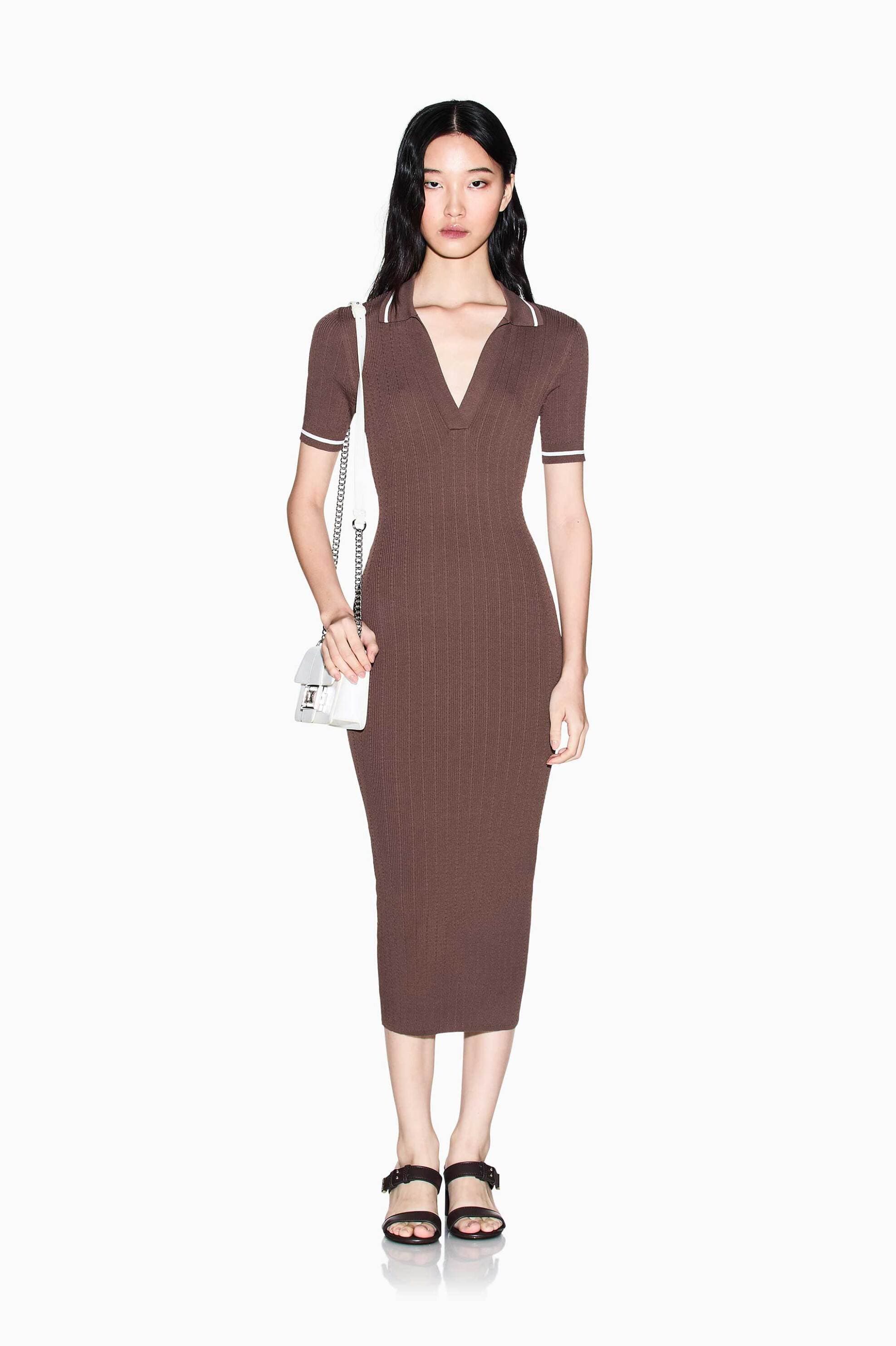 Armani Exchange γυναικείο πλεκτό midi φόρεμα με σχέδιο στην πλέξη