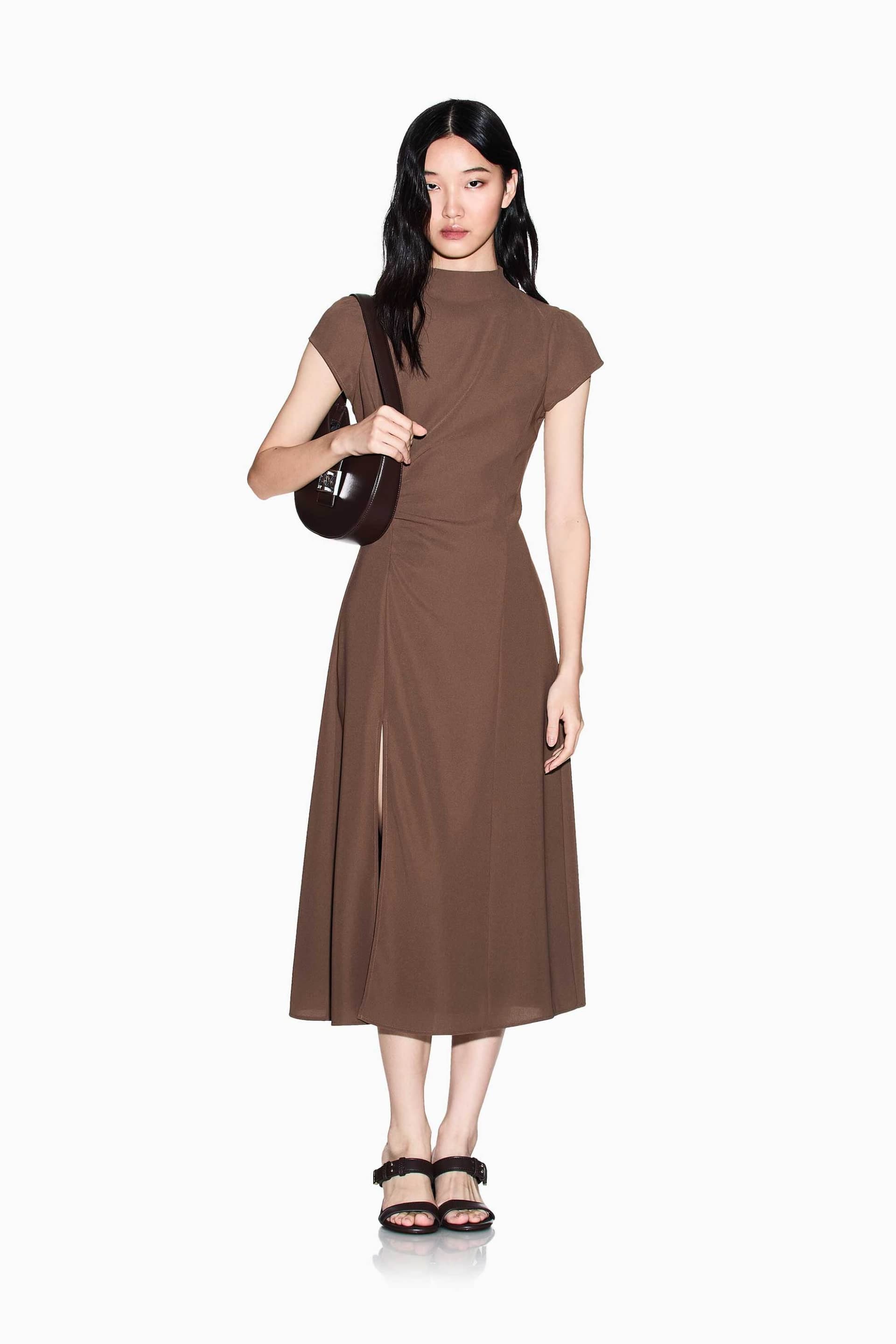 Armani Exchange γυναικείο midi φόρεμα με ψηλό λαιμό