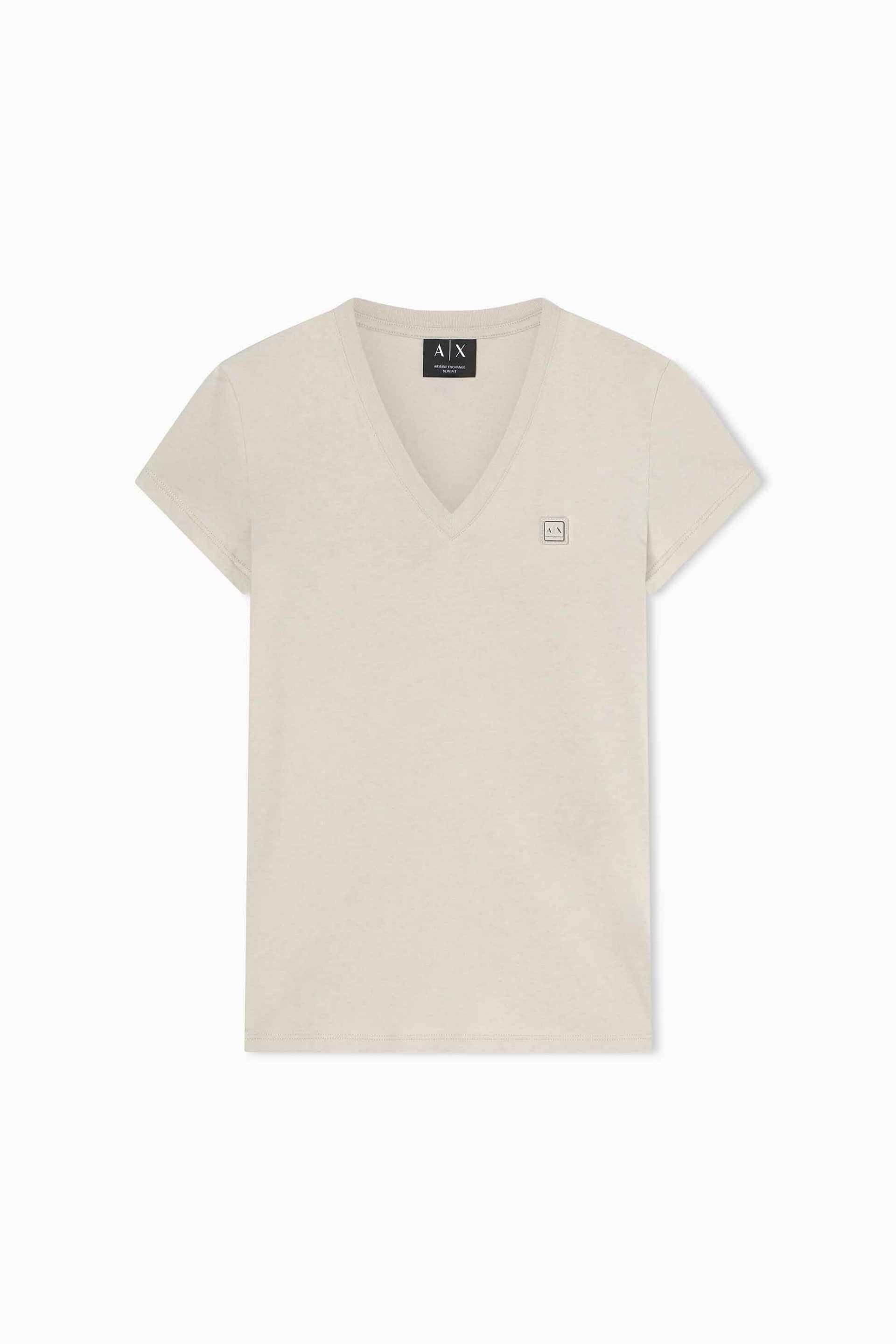 Armani Exchange γυναικείο T-shirt με V και logo patch Slim Fit