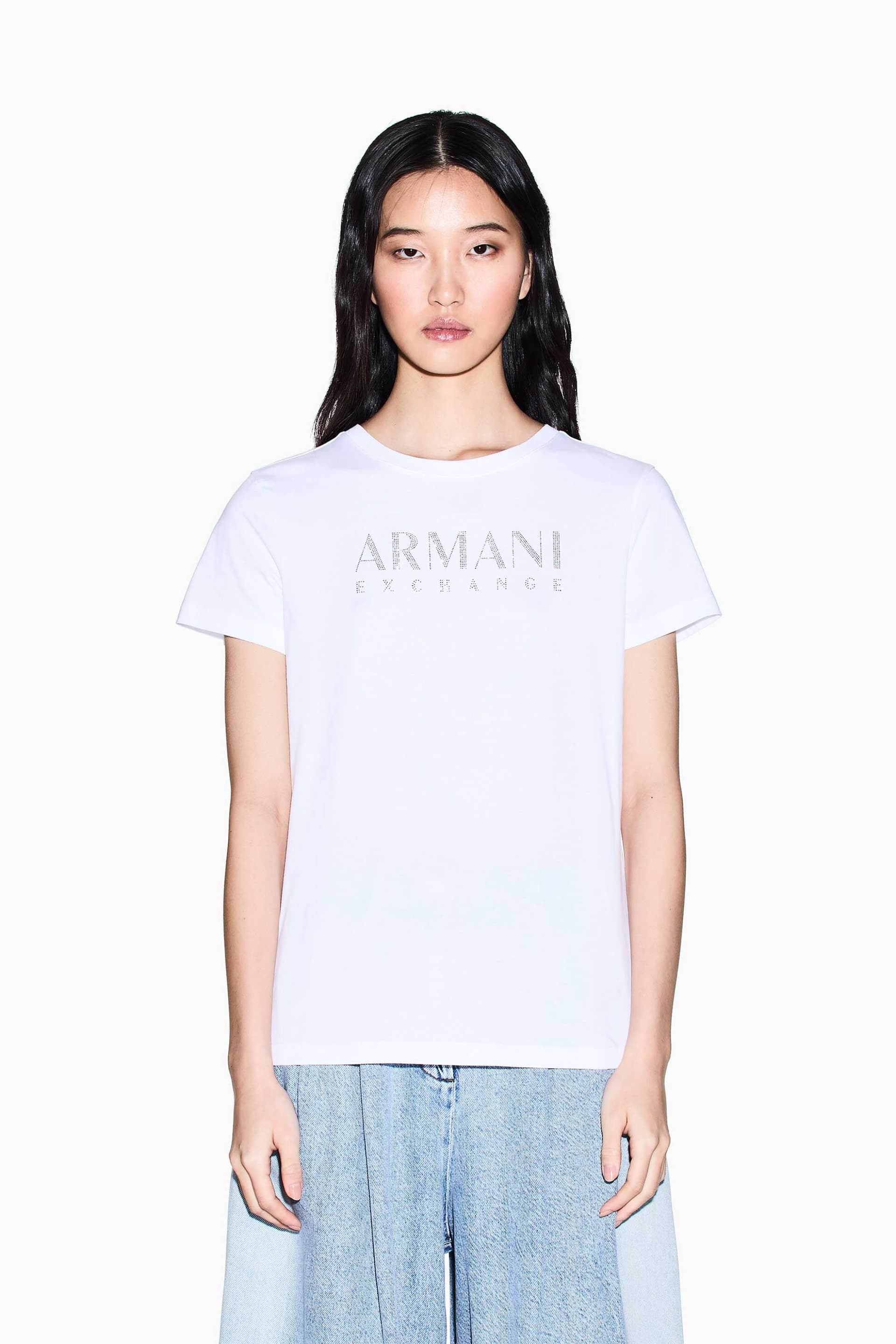 Armani Exchange γυναικείο T-shirt με λογότυπο από στρας Regular Fit
