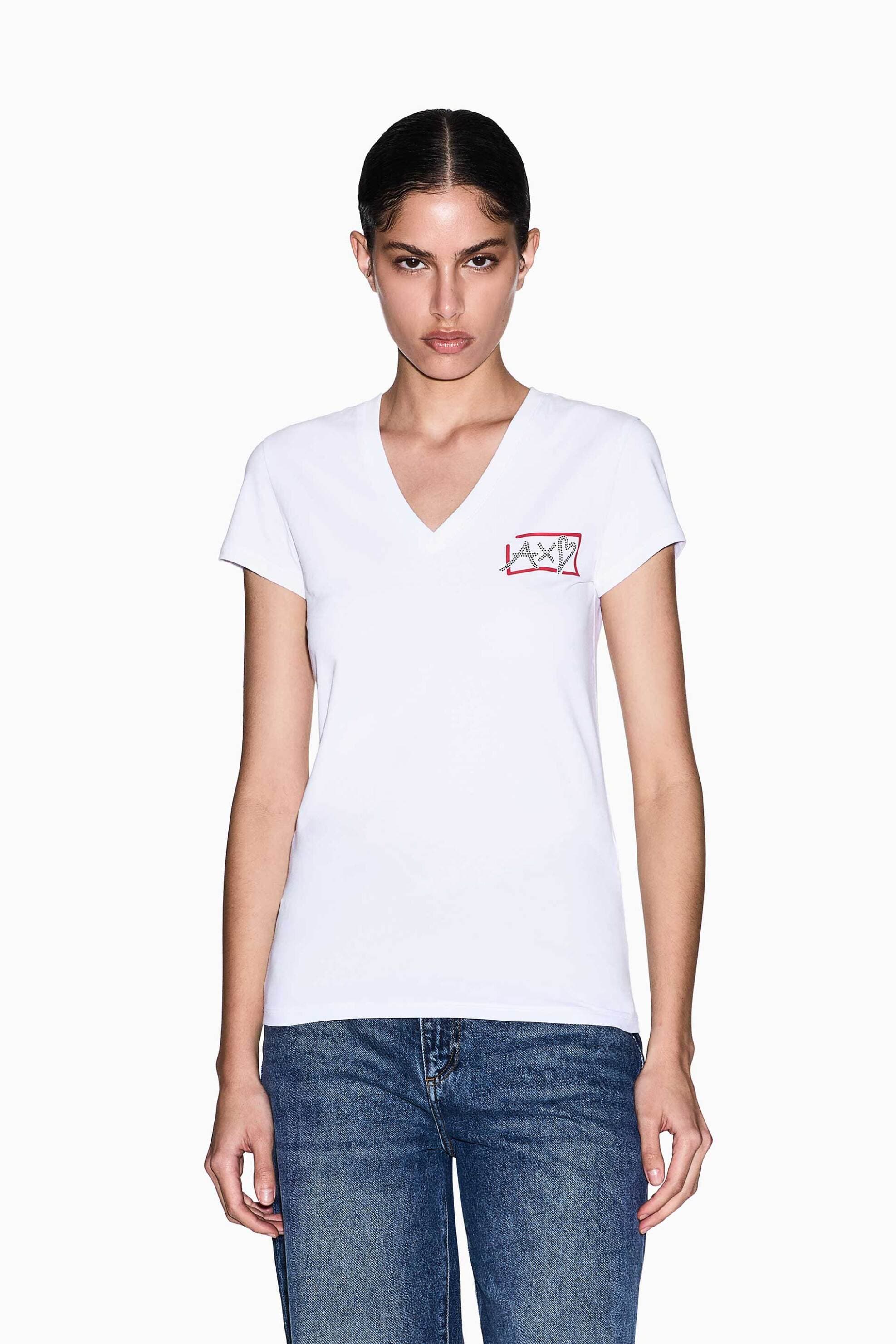 Armani Exchange γυναικείο T-shirt με V και graphic monogram Slim Fit