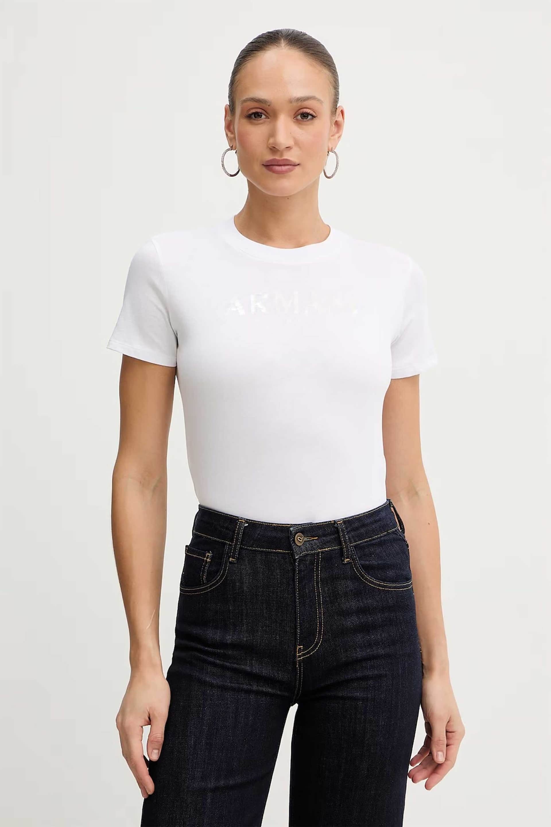 Armani Exchange γυναικείο T-shirt με λογότυπο από παγιέτες Regular Fit