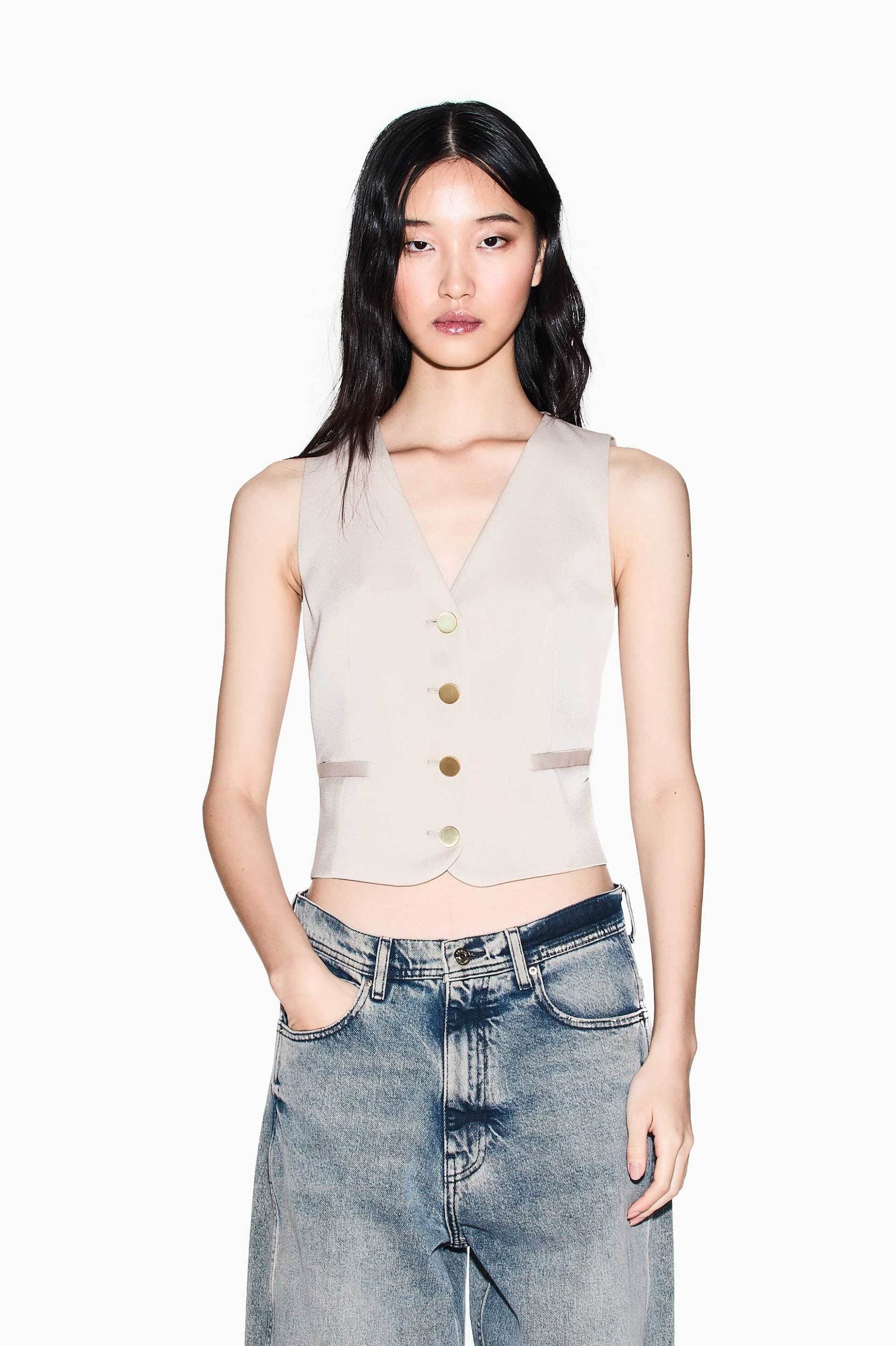 Armani Exchange γυναικείο γιλέκο με χρυσά κουμπιά