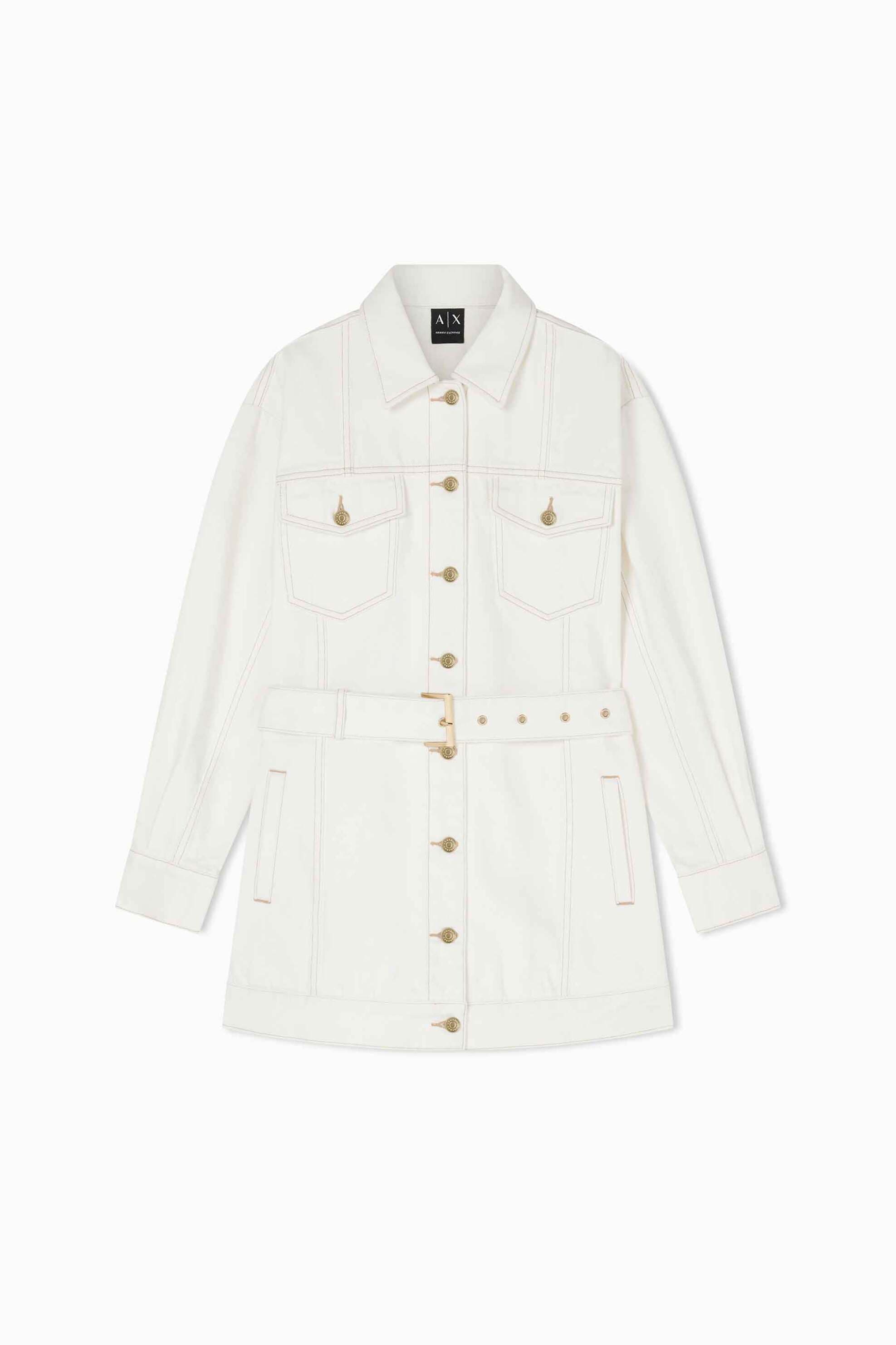 Armani Exchange γυναικείο denim jacket με τσέπες και ζώνη