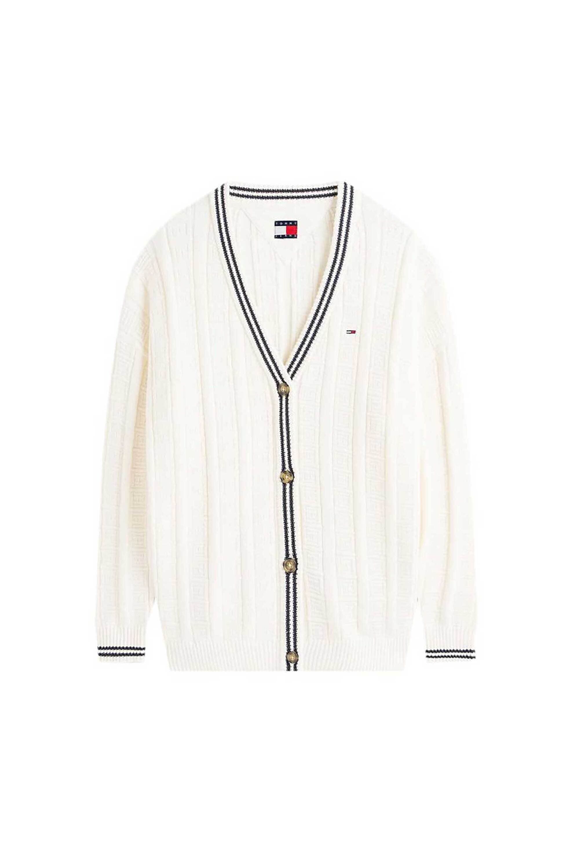 Tommy Jeans γυναικεία πλεκτή ζακέτα μονόχρωμη με κεντημένο λογότυπο Oversized Fit