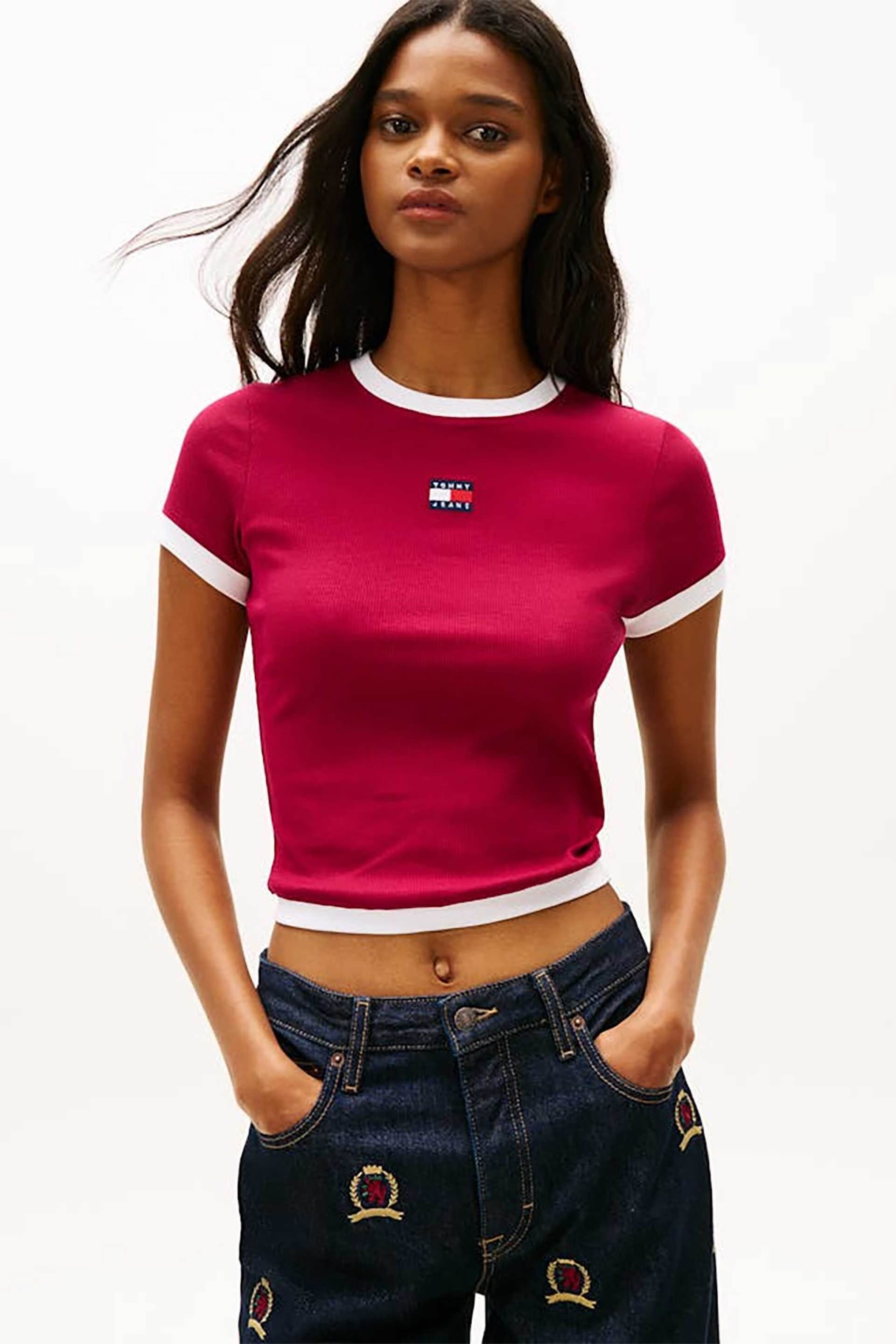 Tommy Jeans γυναικείο T-shirt cropped με letter logo print στο στήθος