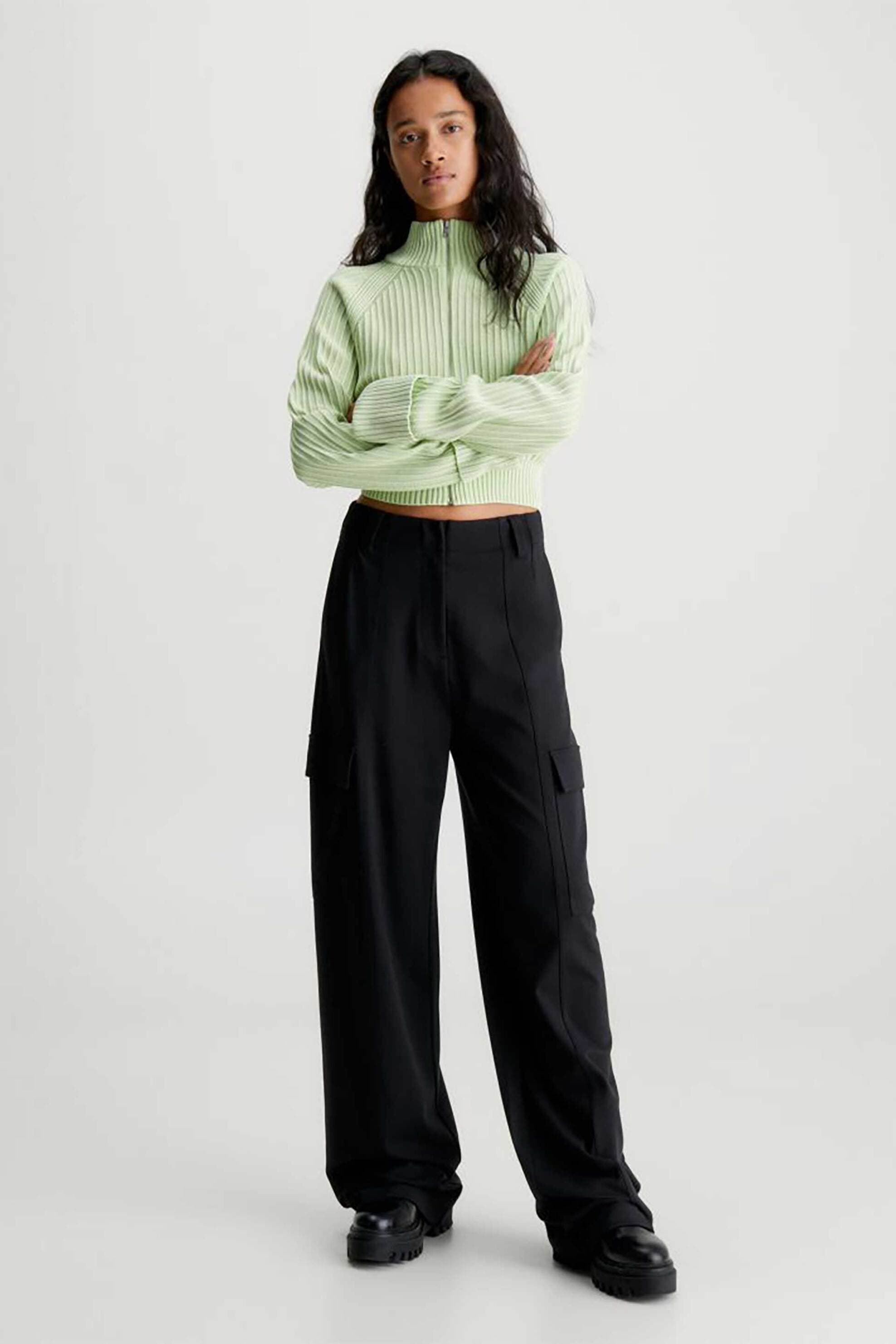 Calvin Klein γυναικείο ψηλόμεσο παντελόνι μονόχρωμο Straight Wide Fit | XS