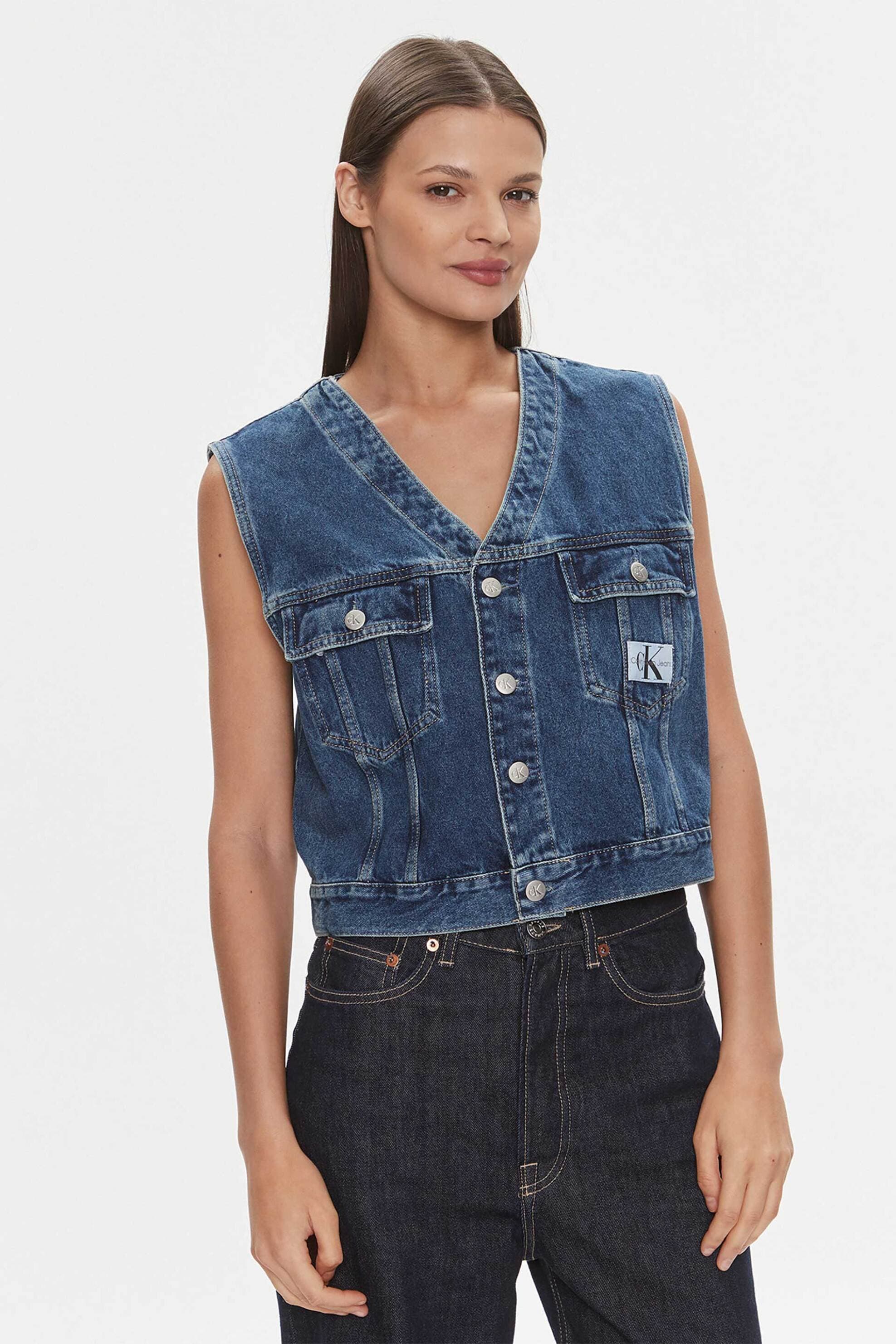 Calvin Klein γυναικείο αμάνικο denim jacket με λογότυπο Regular Fit | M