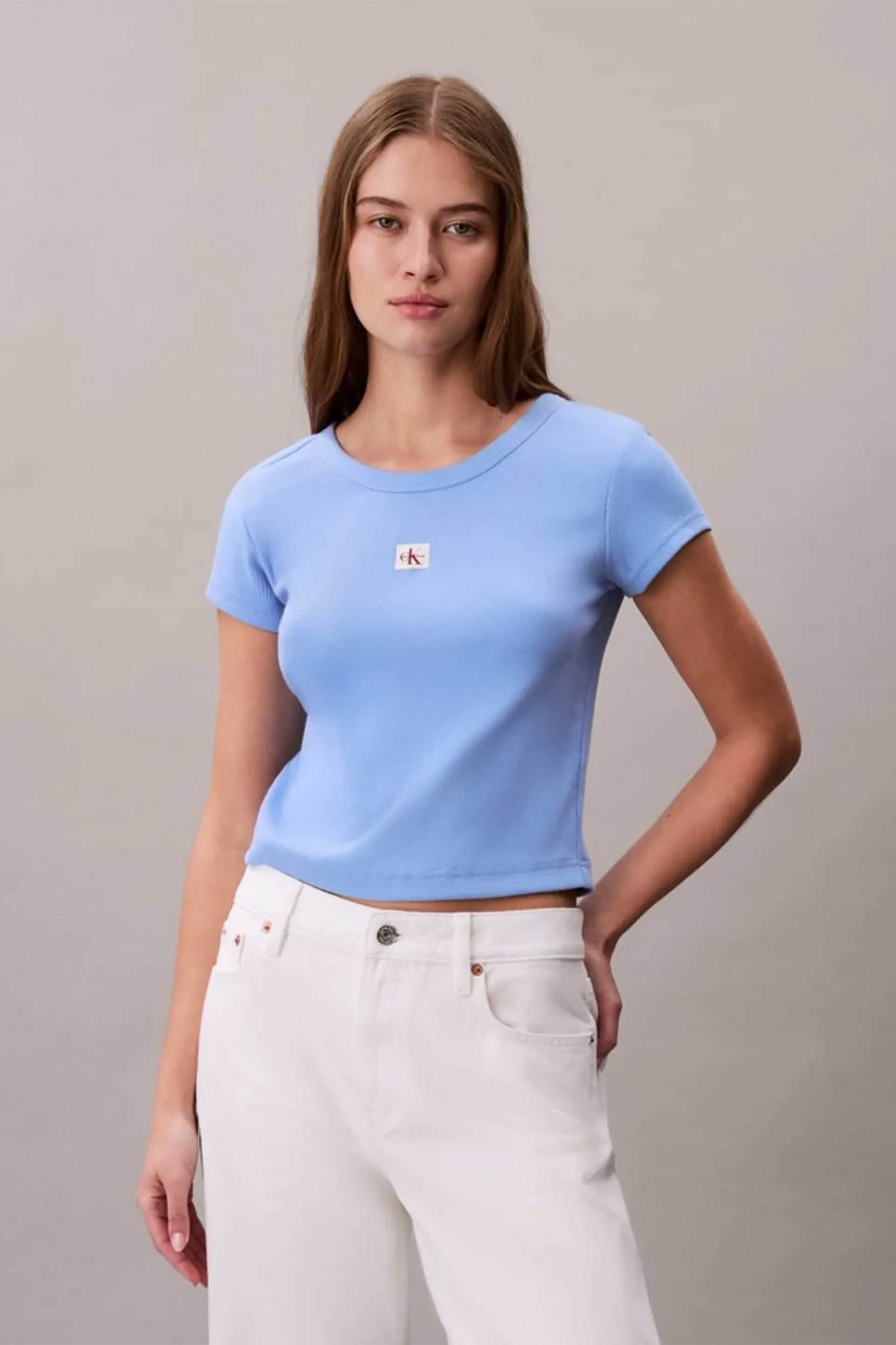 Calvin Klein Jeans γυναικείο T-shirt μονόχρωμο με λογότυπο Slim Fit