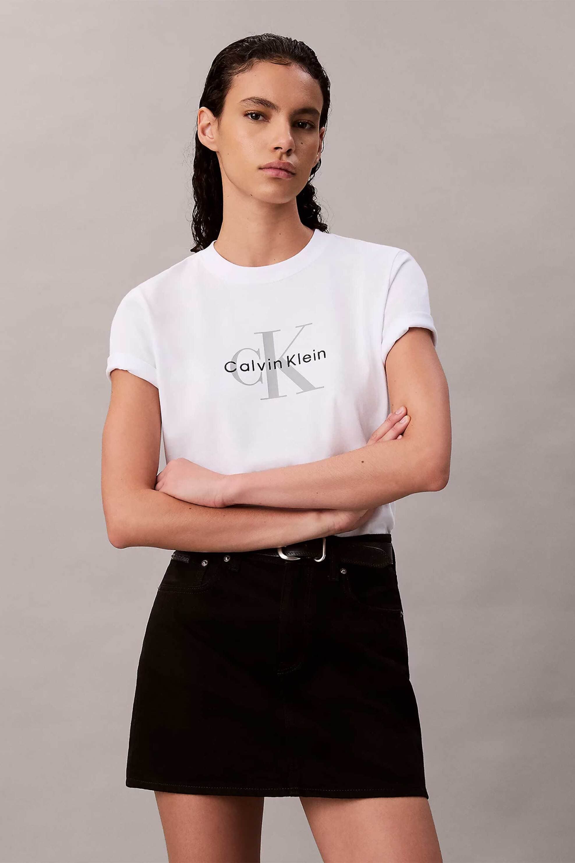 Calvin Klein Jeans γυναικείο T-shirt μονόχρωμο με λογότυπο Regular Fit