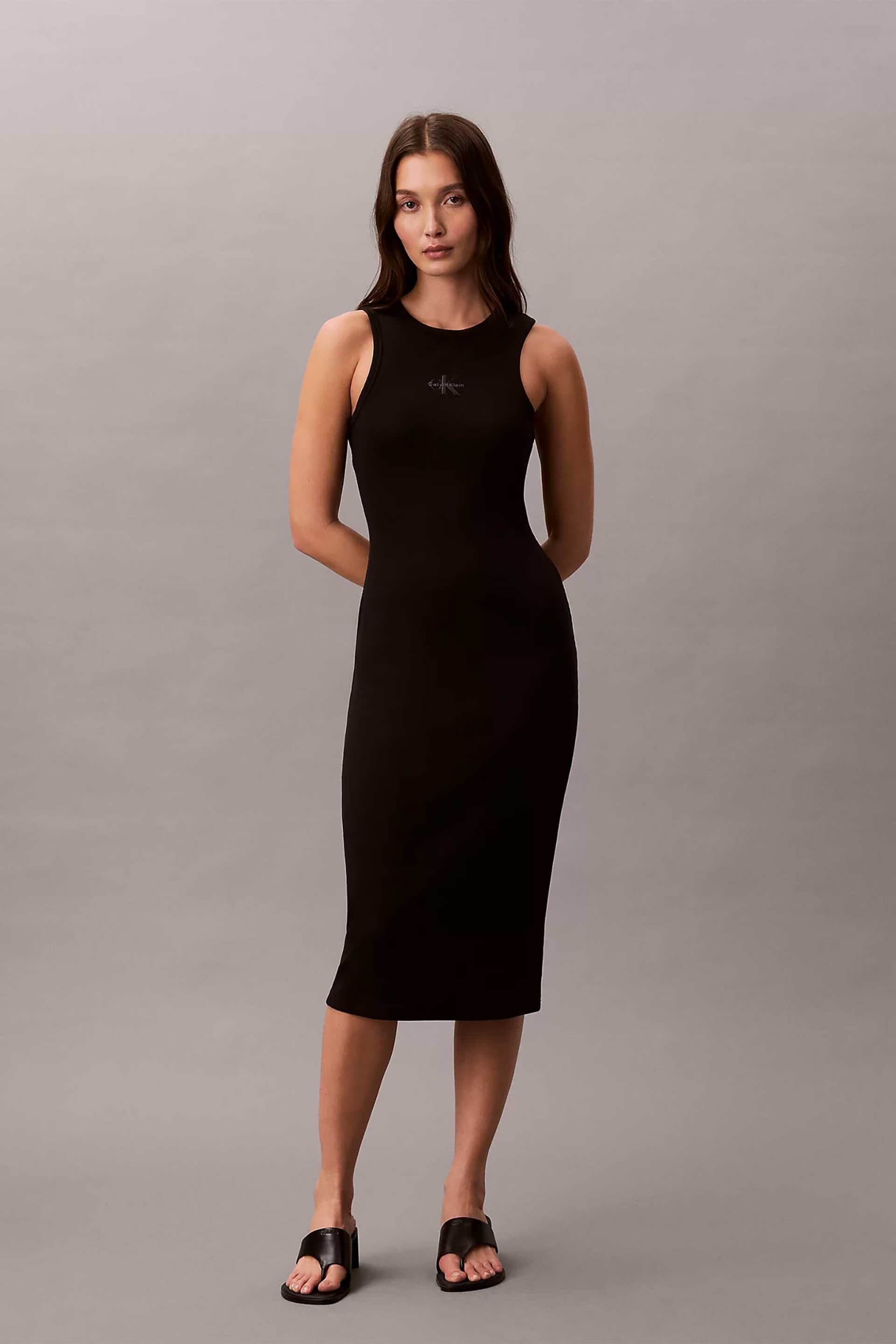 Calvin Klein Jeans γυναικείο midi φόρεμα ribbed αμάνικο