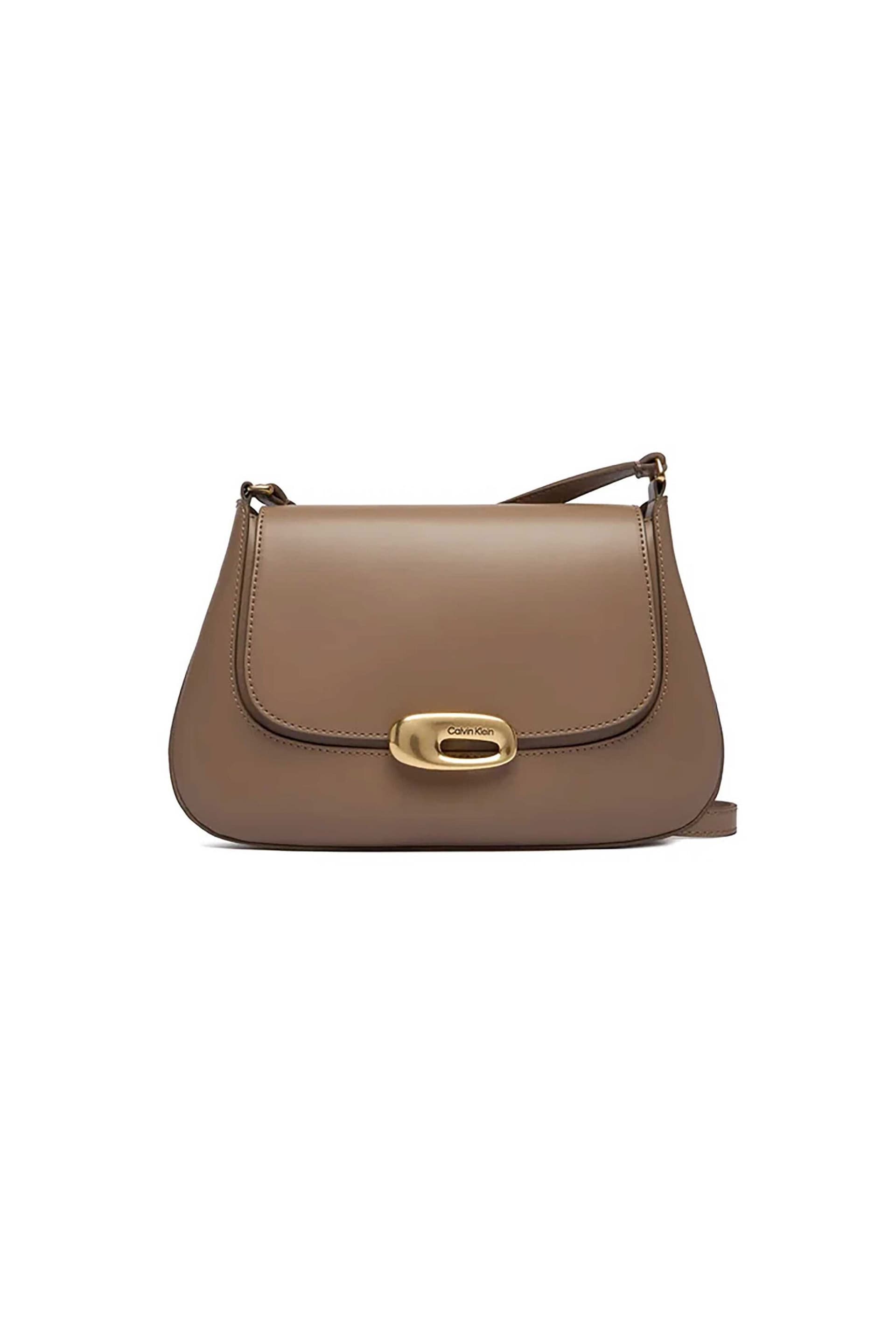 Calvin Klein Jeans γυναικεία τσάντα crossbody μονόχρωμη με μεταλλικό λογότυπο