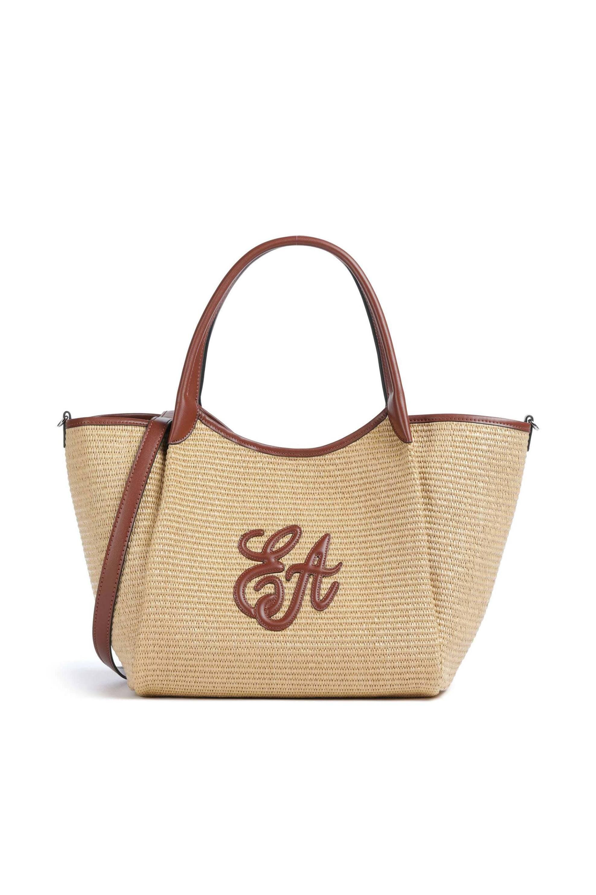 Emporio Armani γυναικεία ψάθινη τσάντα tote με monogram (M/L) | ONE SIZE