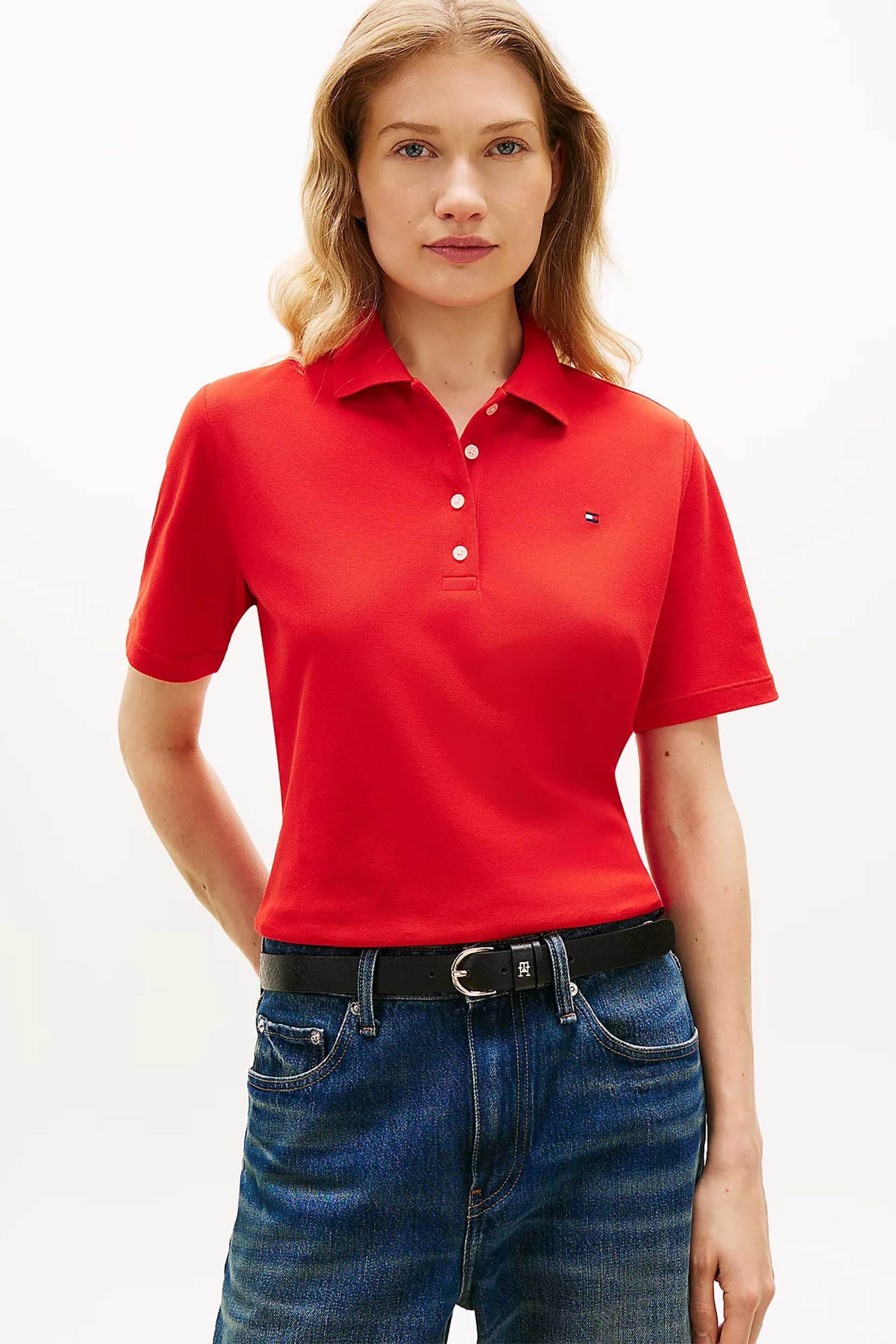 Tommy Hilfiger γυναικεία μπλούζα πόλο πικέ με κεντημένο logo flag Regular Fit