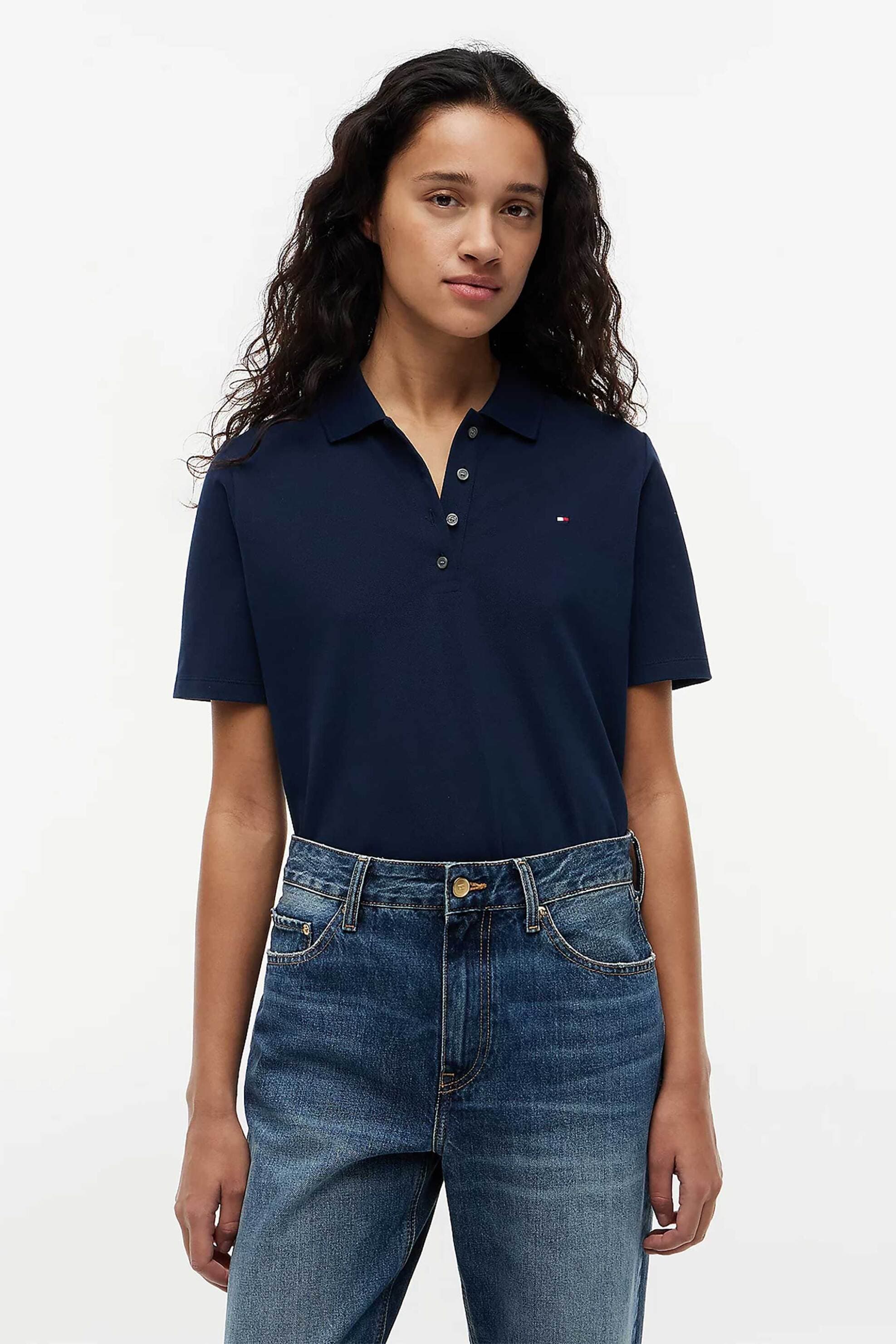 Tommy Hilfiger γυναικεία μπλούζα πόλο πικέ με κεντημένο logo flag Regular Fit