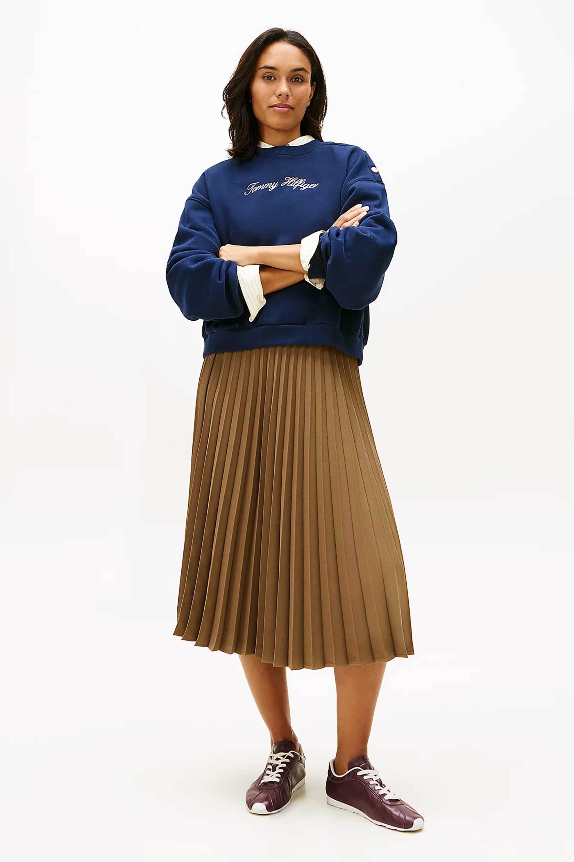 Tommy Hilfiger γυναικεία midi φούστα πλισέ με ελαστική μέση