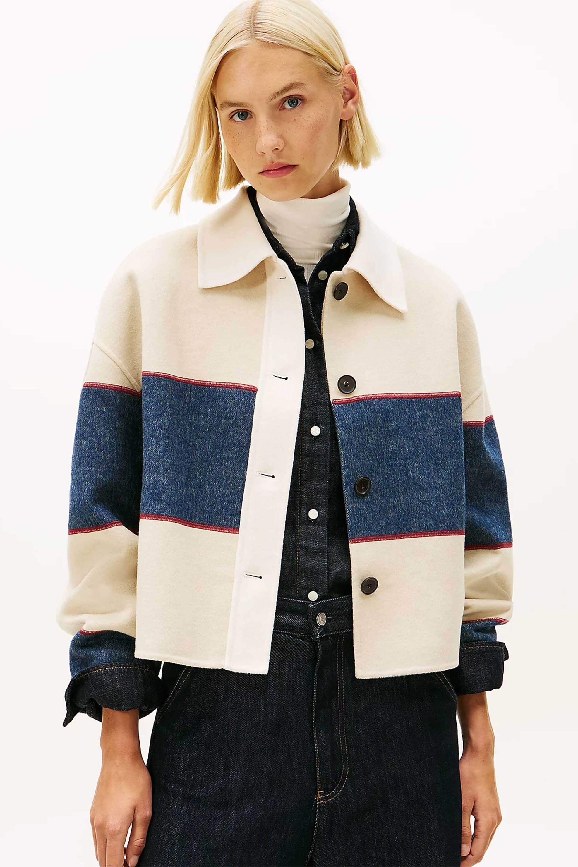 Tommy Hilfiger γυναικείο jacket cropped με rugby stripe pattern Oversized Fit