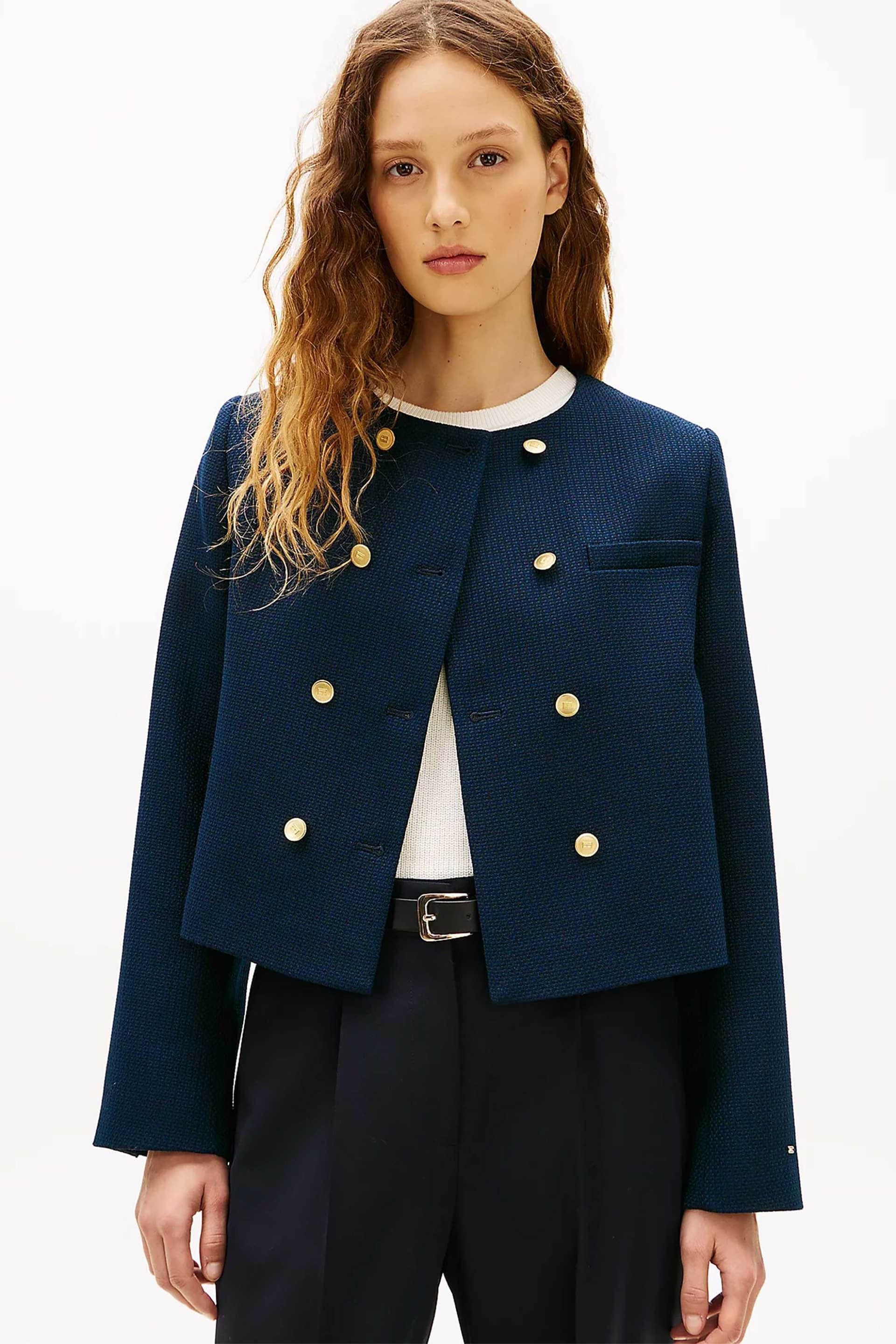 Tommy Hilfiger γυναικείο σακάκι textured με σταυρωτό κλείσιμο Regular Fit