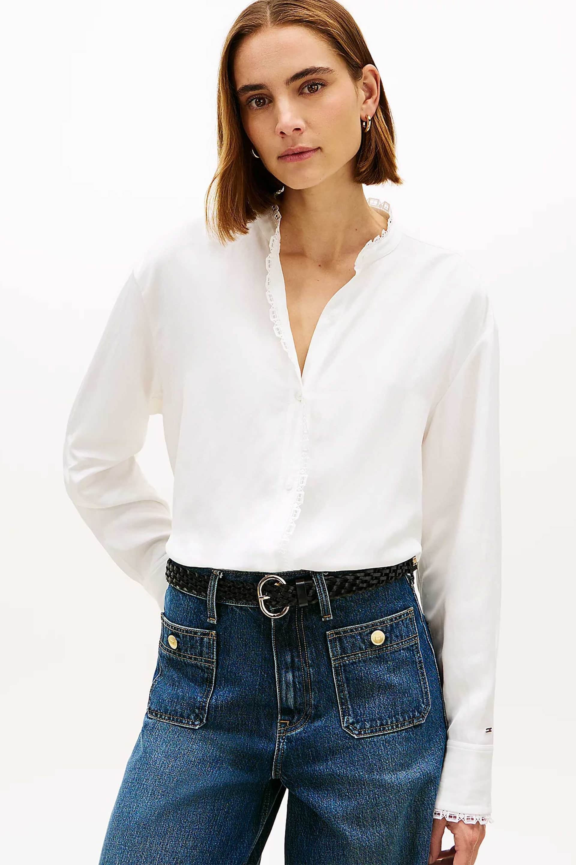 Tommy Hilfiger γυναικείο πουκάμισο με δαντέλα στα τελειώματα Oversized Fit