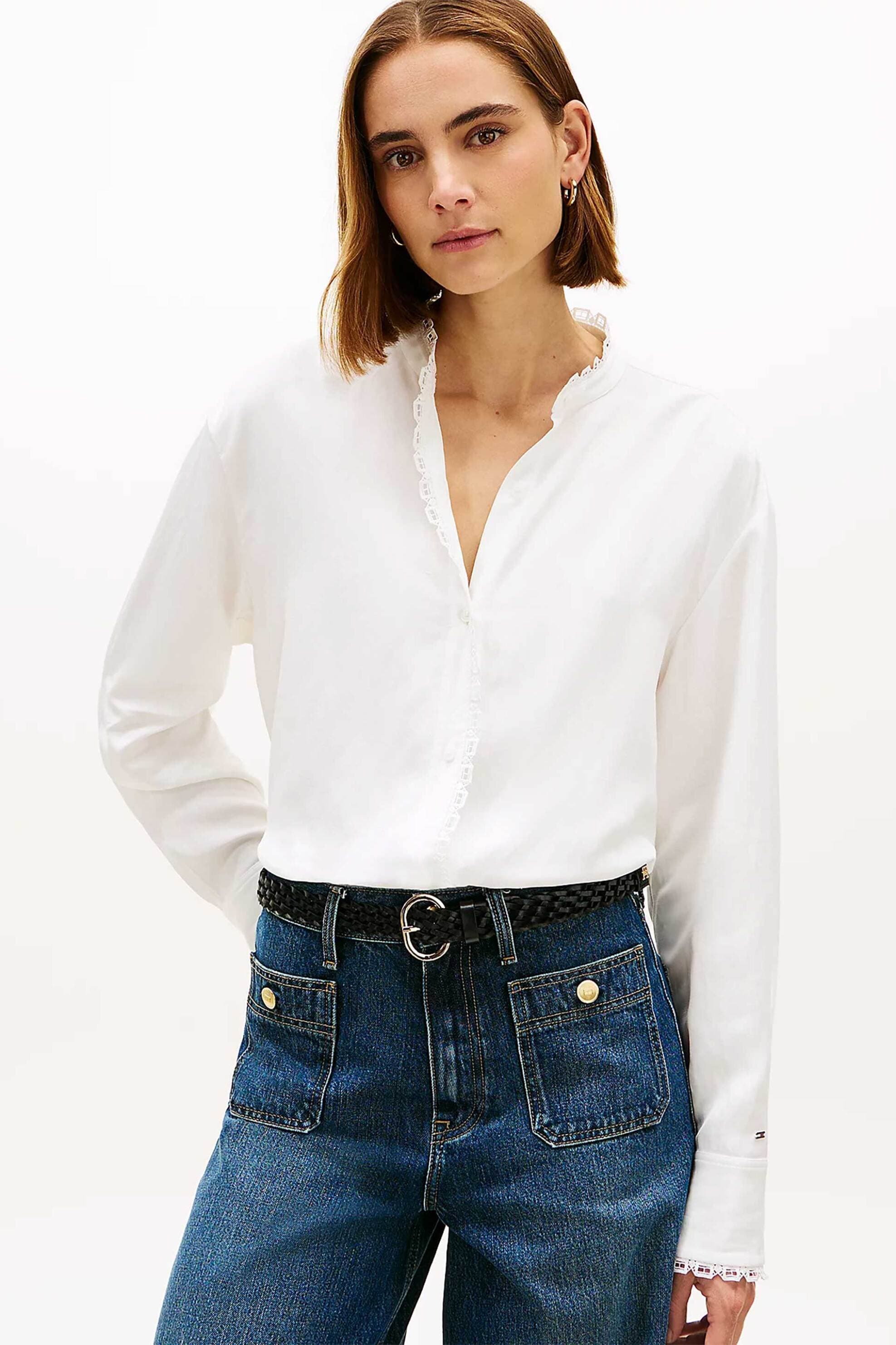 Tommy Hilfiger γυναικείο πουκάμισο με δαντέλα στα τελειώματα Oversized Fit