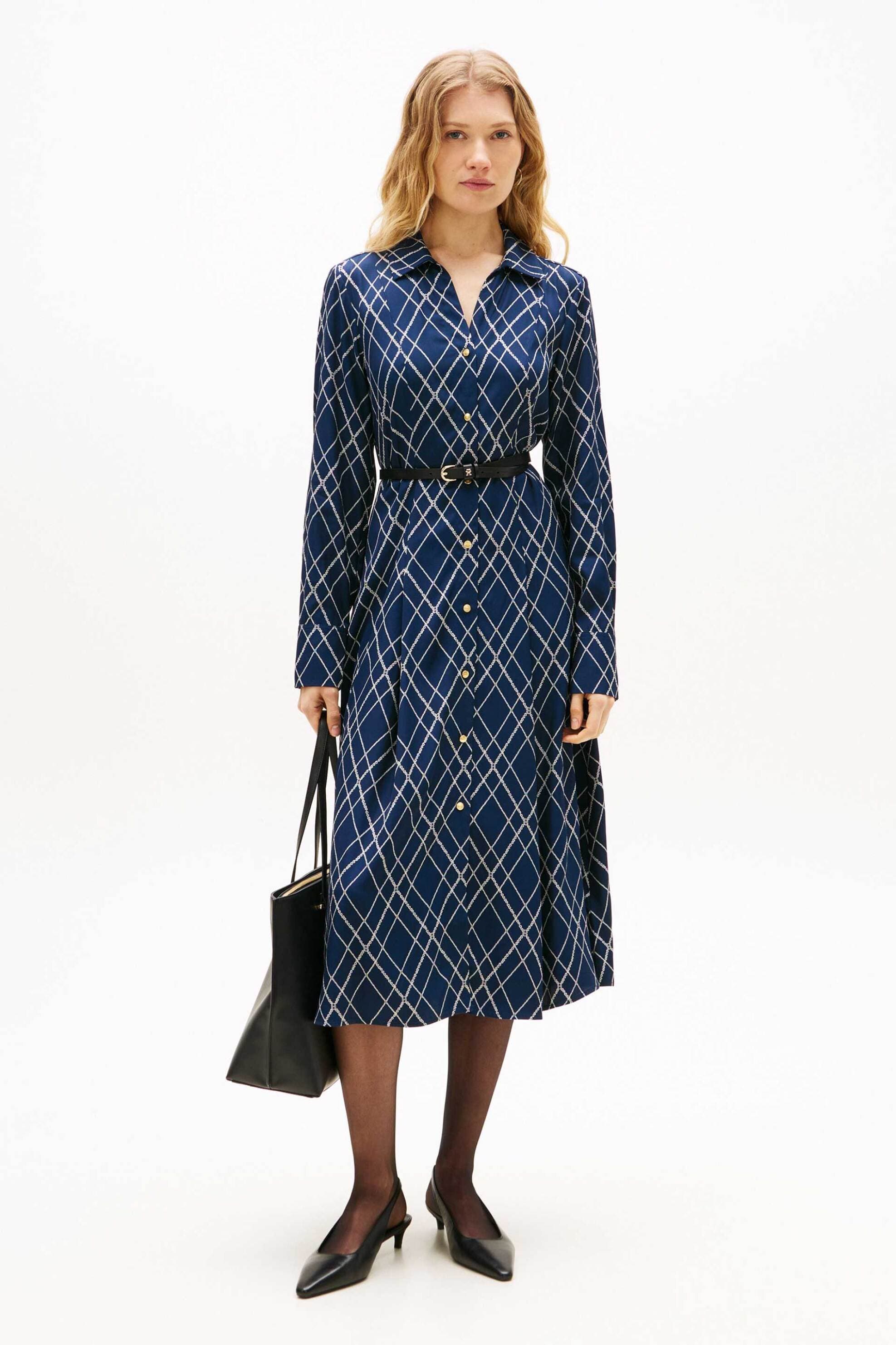 Tommy Hilfiger γυναικείο midi φόρεμα σεμιζιέ με geometrical print