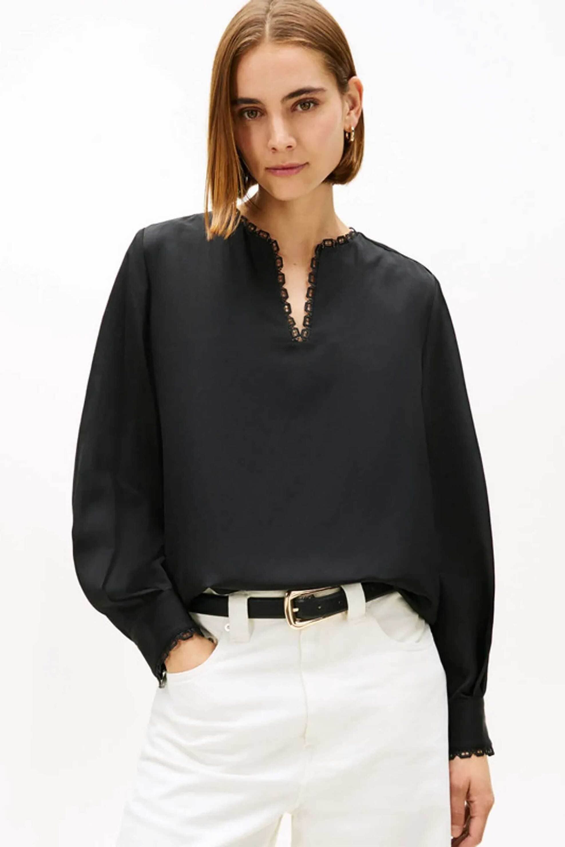 Tommy Hilfiger γυναικεία μπλούζα με δαντέλα στα τελειώματα Relaxed Fit