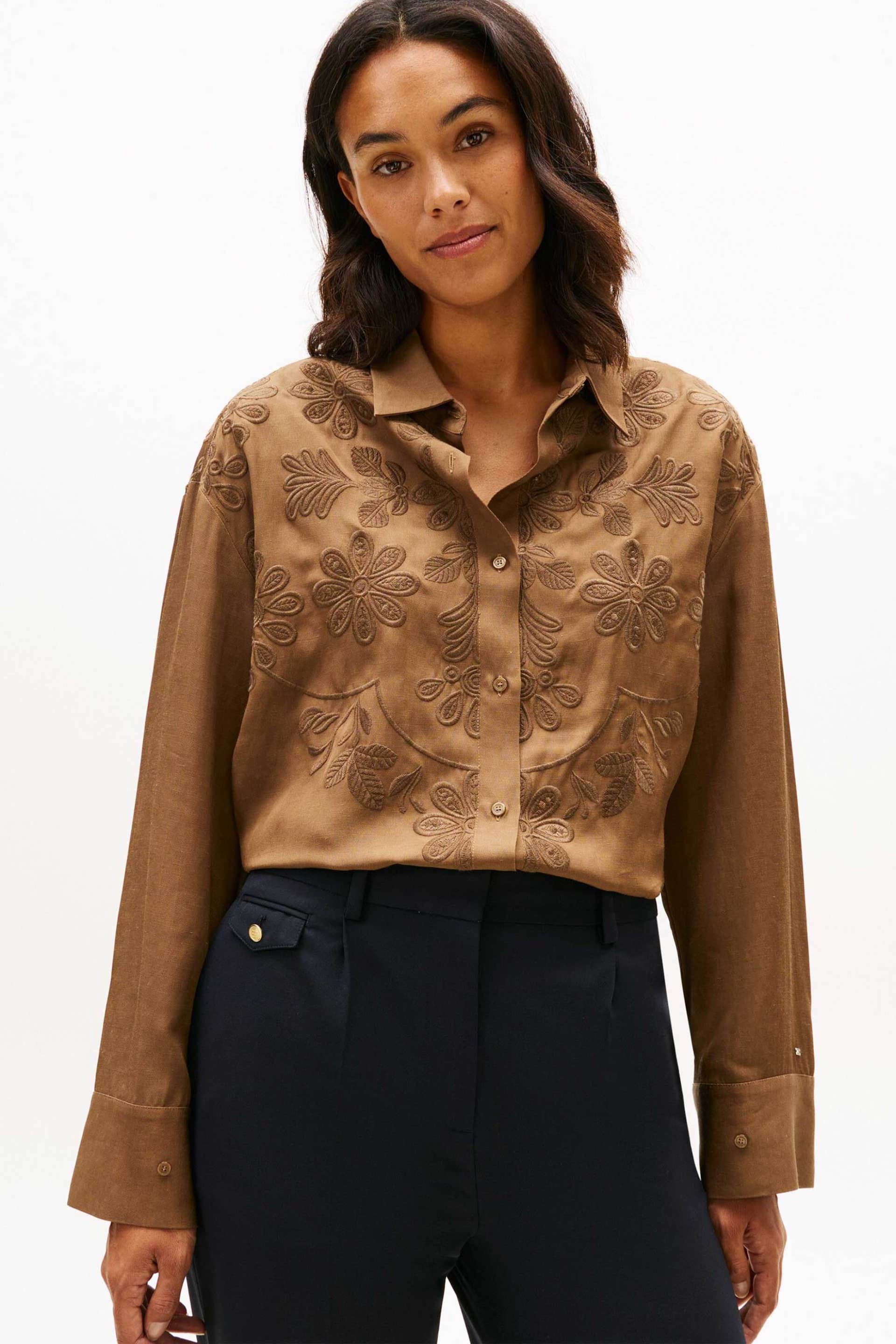 Tommy Hilfiger γυναικείο πουκάμισο με κεντημένο floral σχέδιο Oversized Fit