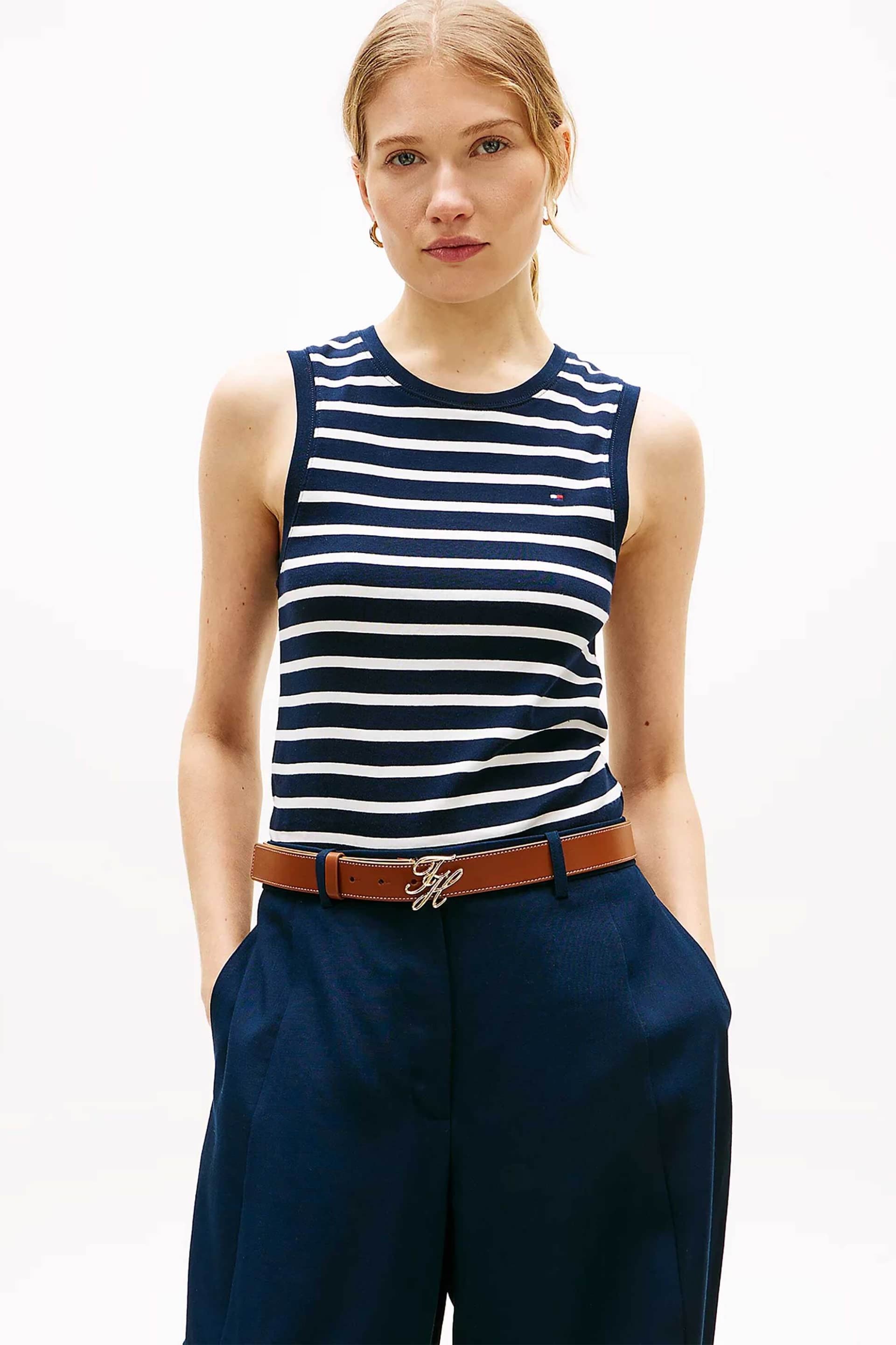 Tommy Hilfiger γυναικείο αμάνικο τοπ με κεντημένο λογότυπο Slim Fit