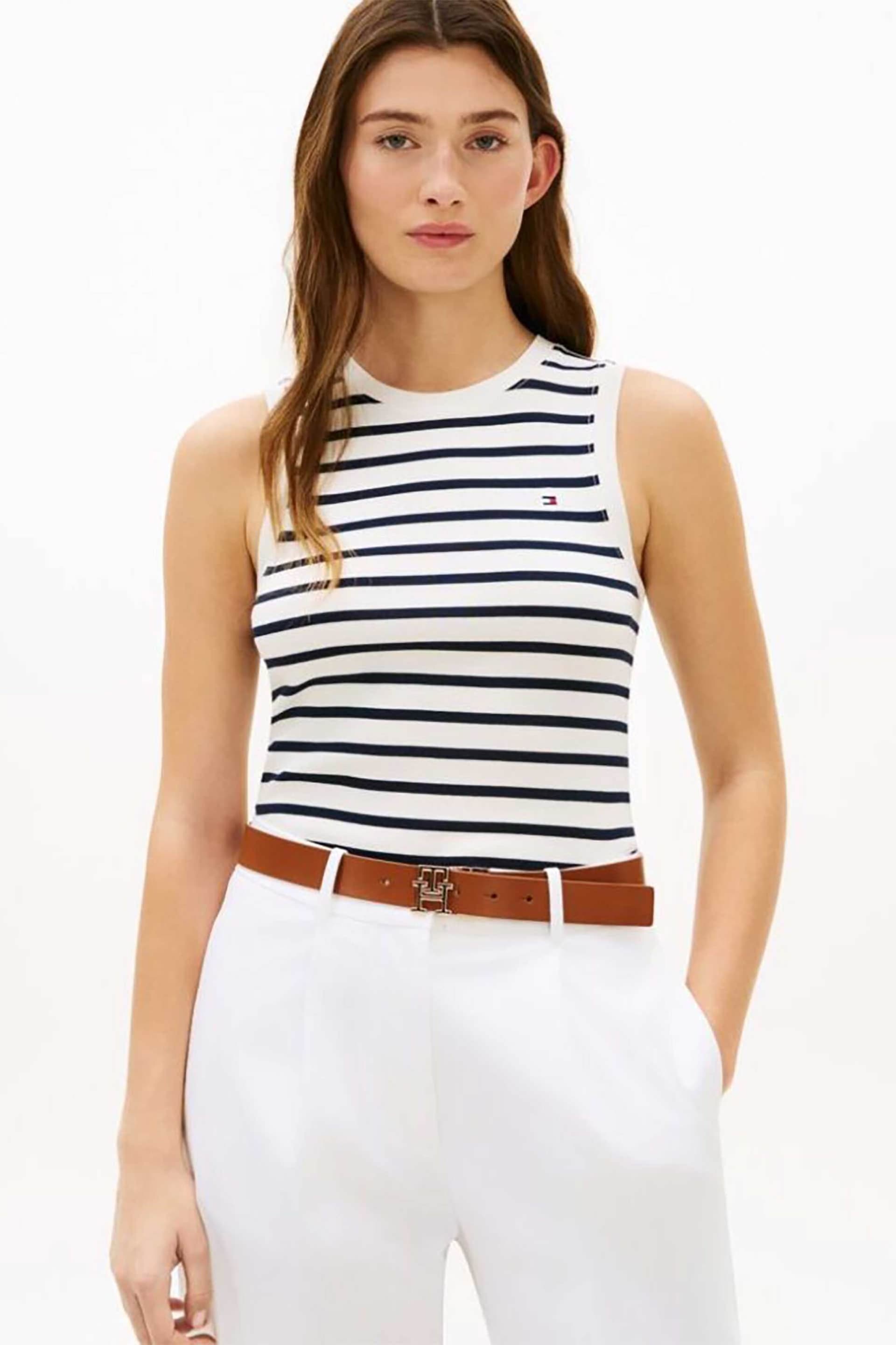 Tommy Hilfiger γυναικείο αμάνικο τοπ με κεντημένο λογότυπο Slim Fit
