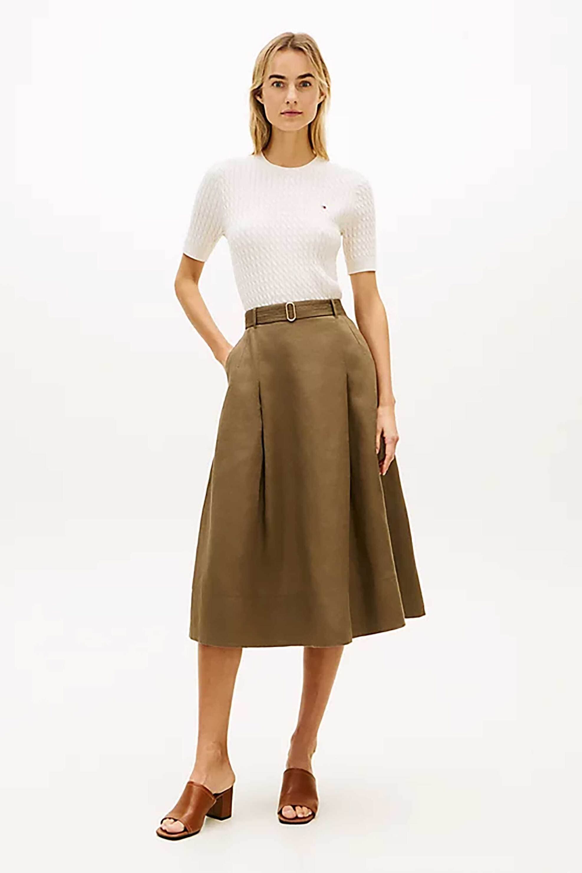 Tommy Hilfiger γυναικεία midi φούστα με ζώνη A-line