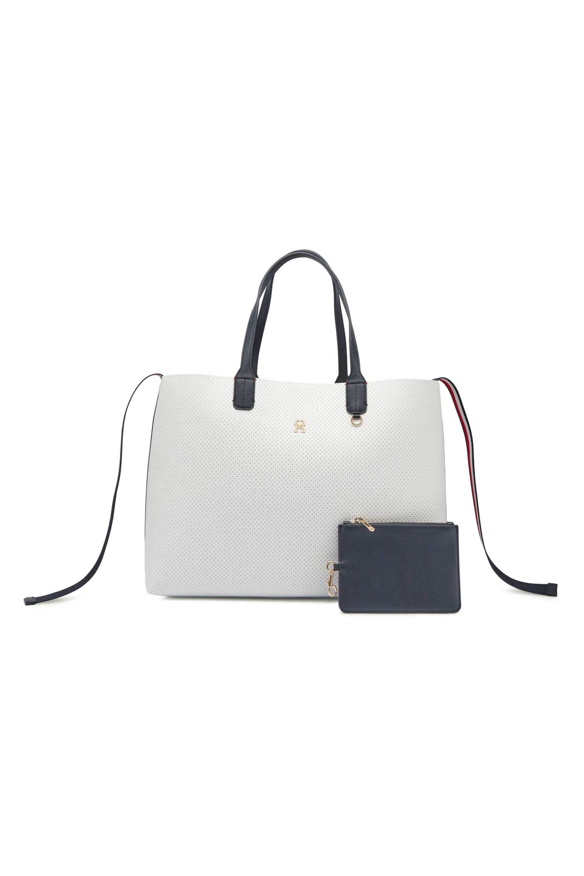 Tommy Hilfiger γυναικεία τσάντα tote μονόχρωμη με all-over διάτρητο σχέδιο και μεταλλικό μονόγραμμα | ONE SIZE