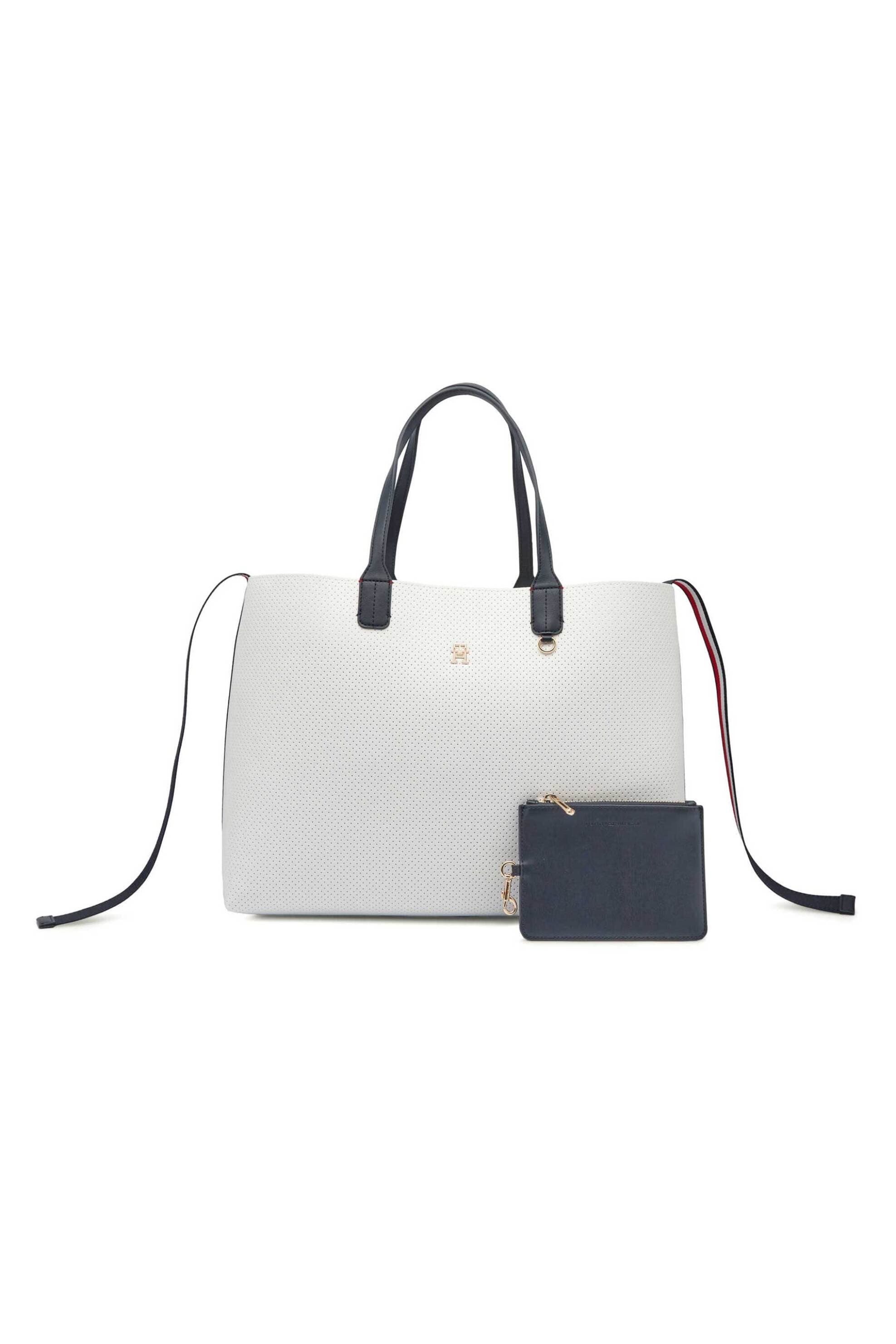 Tommy Hilfiger γυναικεία τσάντα tote μονόχρωμη με all-over διάτρητο σχέδιο και μεταλλικό μονόγραμμα | ONE SIZE