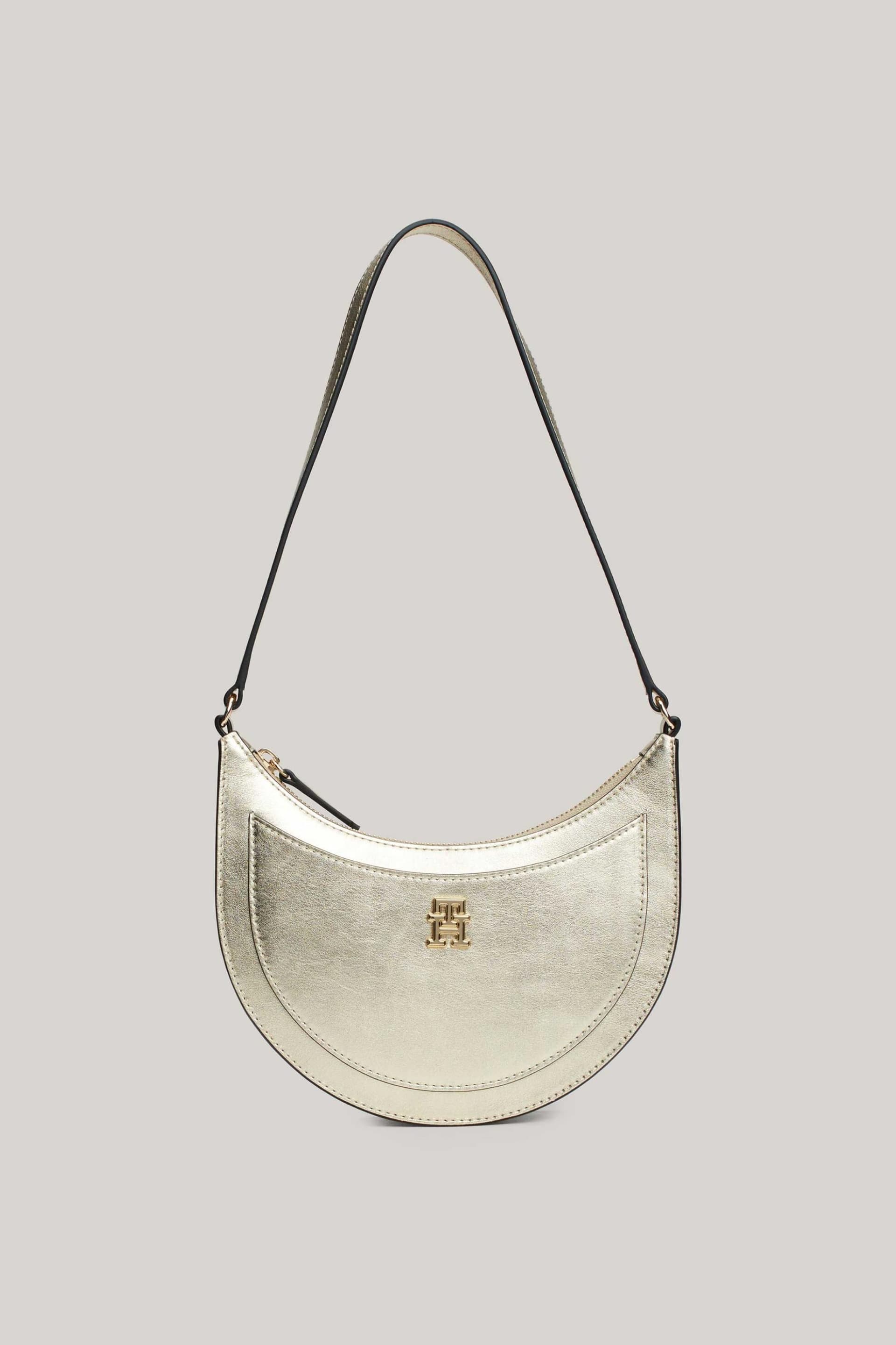 Tommy Hilfiger γυναικεία δερμάτινη τσάντα ώμου με μεταλλικό μονόγραμμα | ONE SIZE