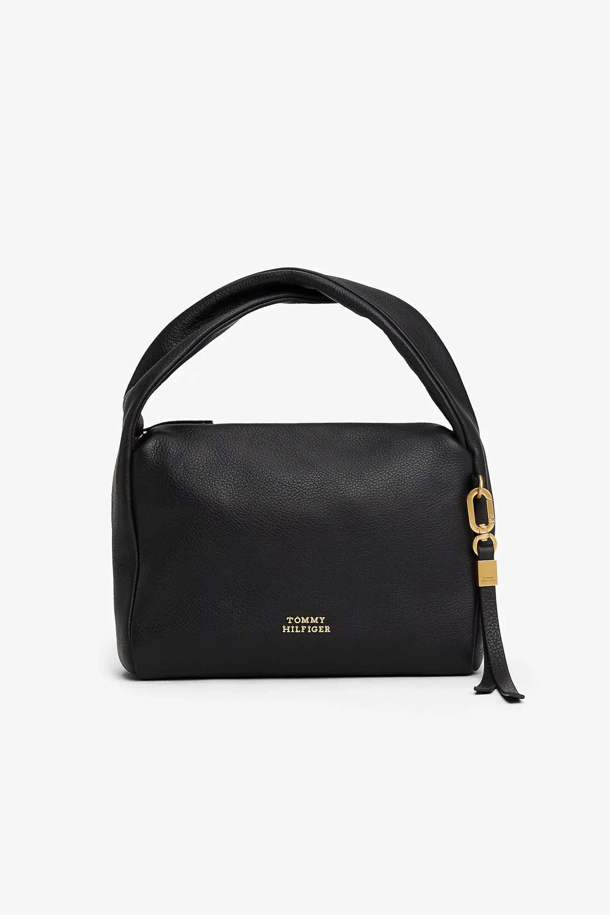 Tommy Hilfiger γυναικεία δερμάτινη τσάντα χειρός με μεταλλικό λογότυπο | ONE SIZE