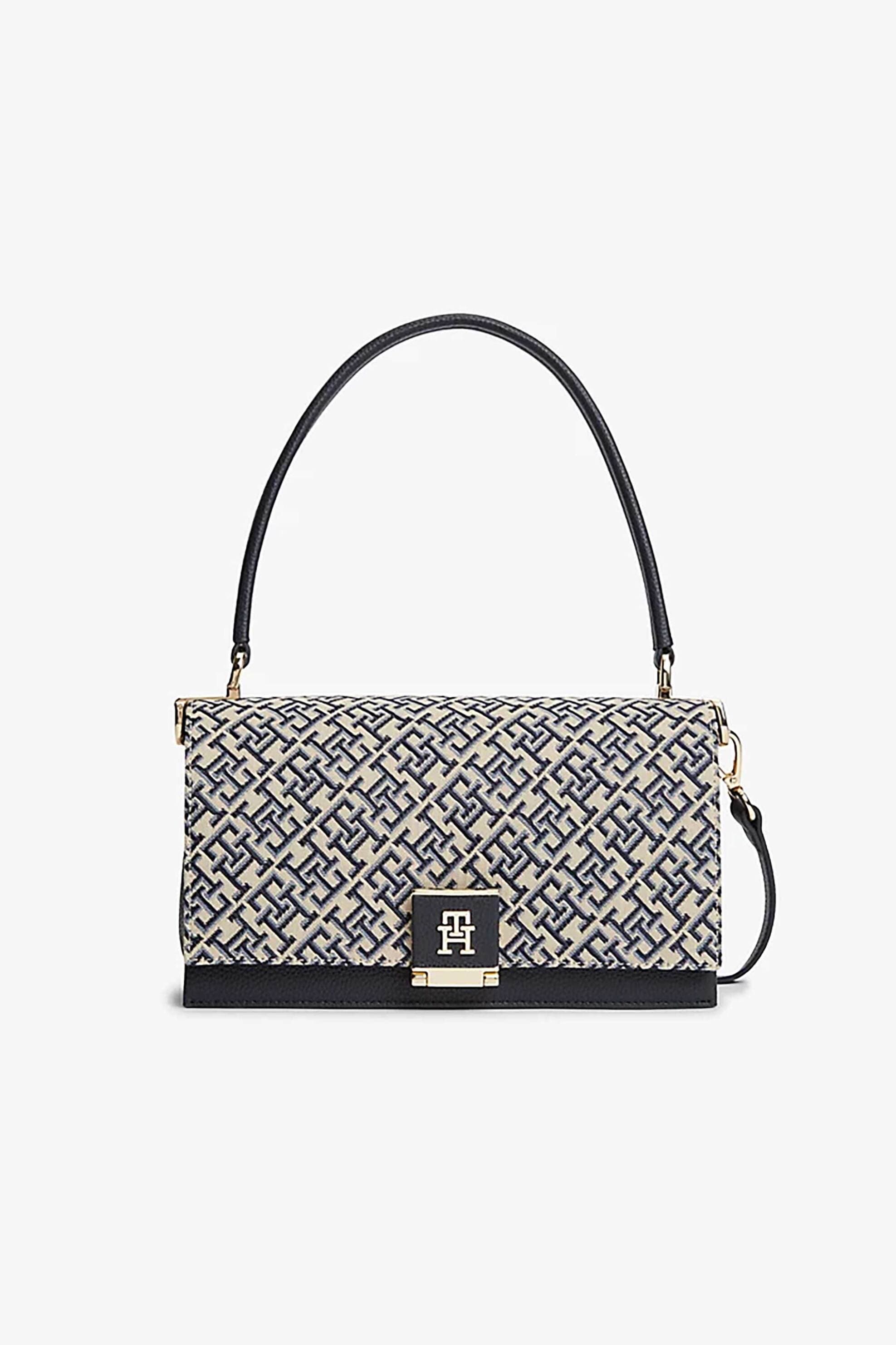 Tommy Hilfiger γυναικεία τσάντα crossbody/χειρός με μεταλλικό monogram και all-over logo print "TH Her" | ONE SIZE