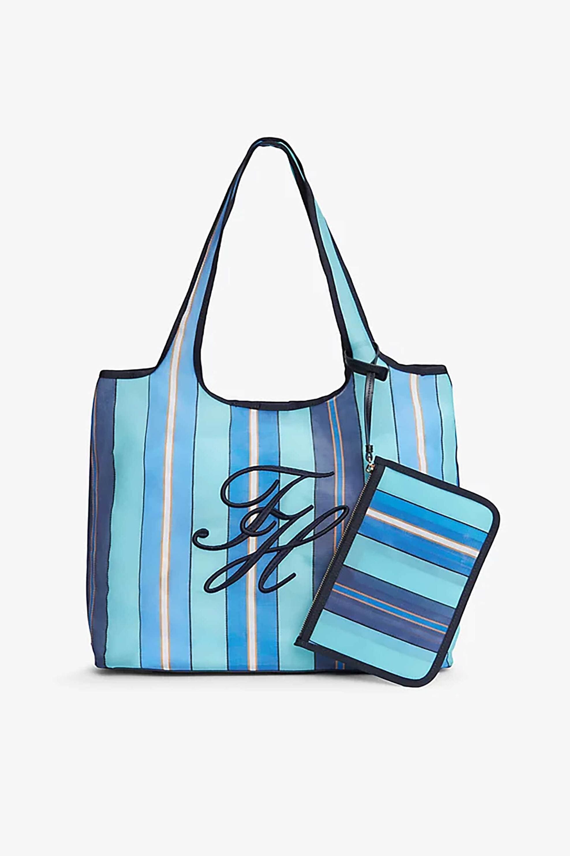 Tommy Hilfiger γυναικεία τσάντα tote/παραλίας με ανάγλυφο monogram και ριγέ μοτίβο "TH Summer"