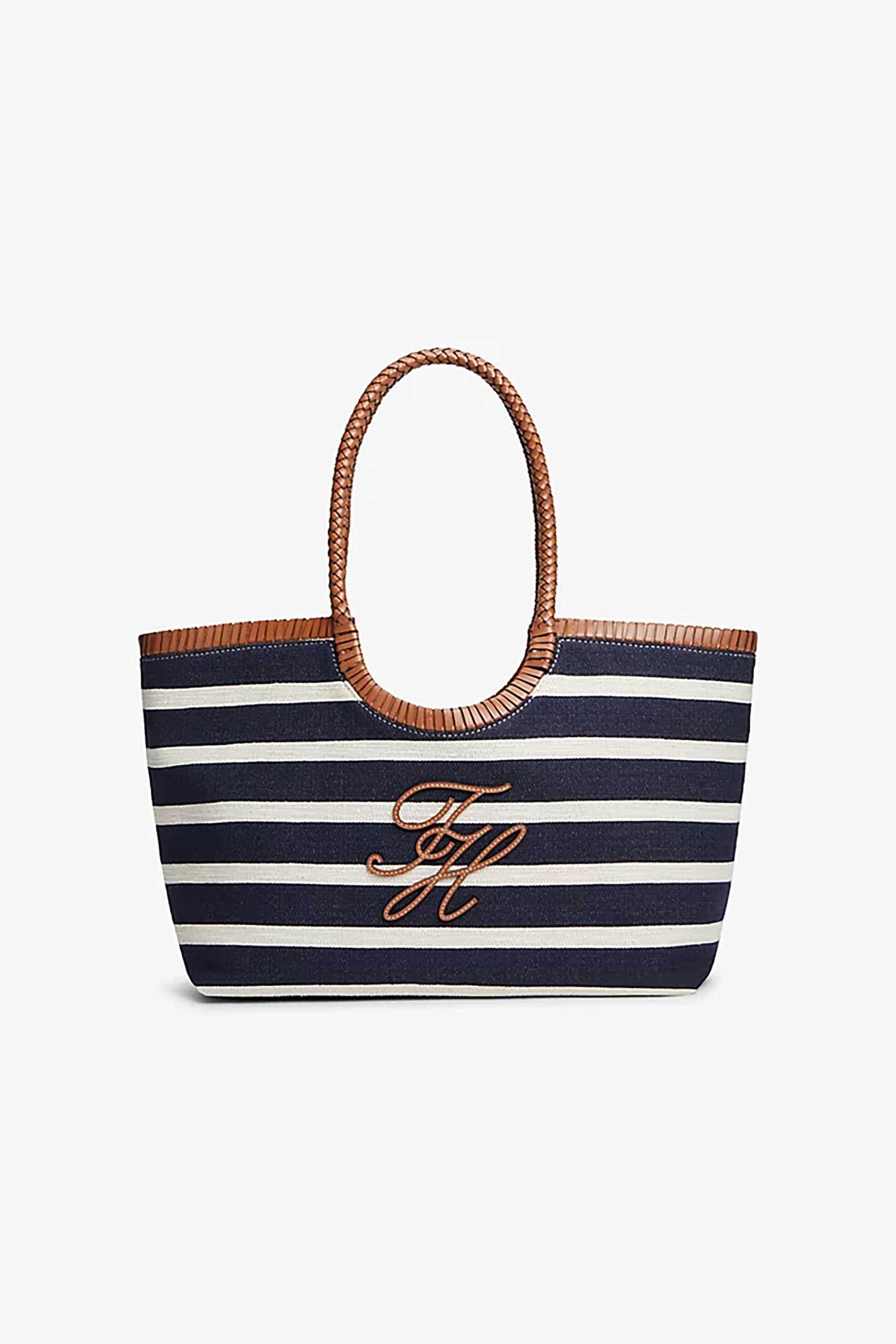 Tommy Hilfiger γυναικεία τσάντα tote με ανάγλυφο monogram και ριγέ μοτίβο "TH Elev" | ONE SIZE
