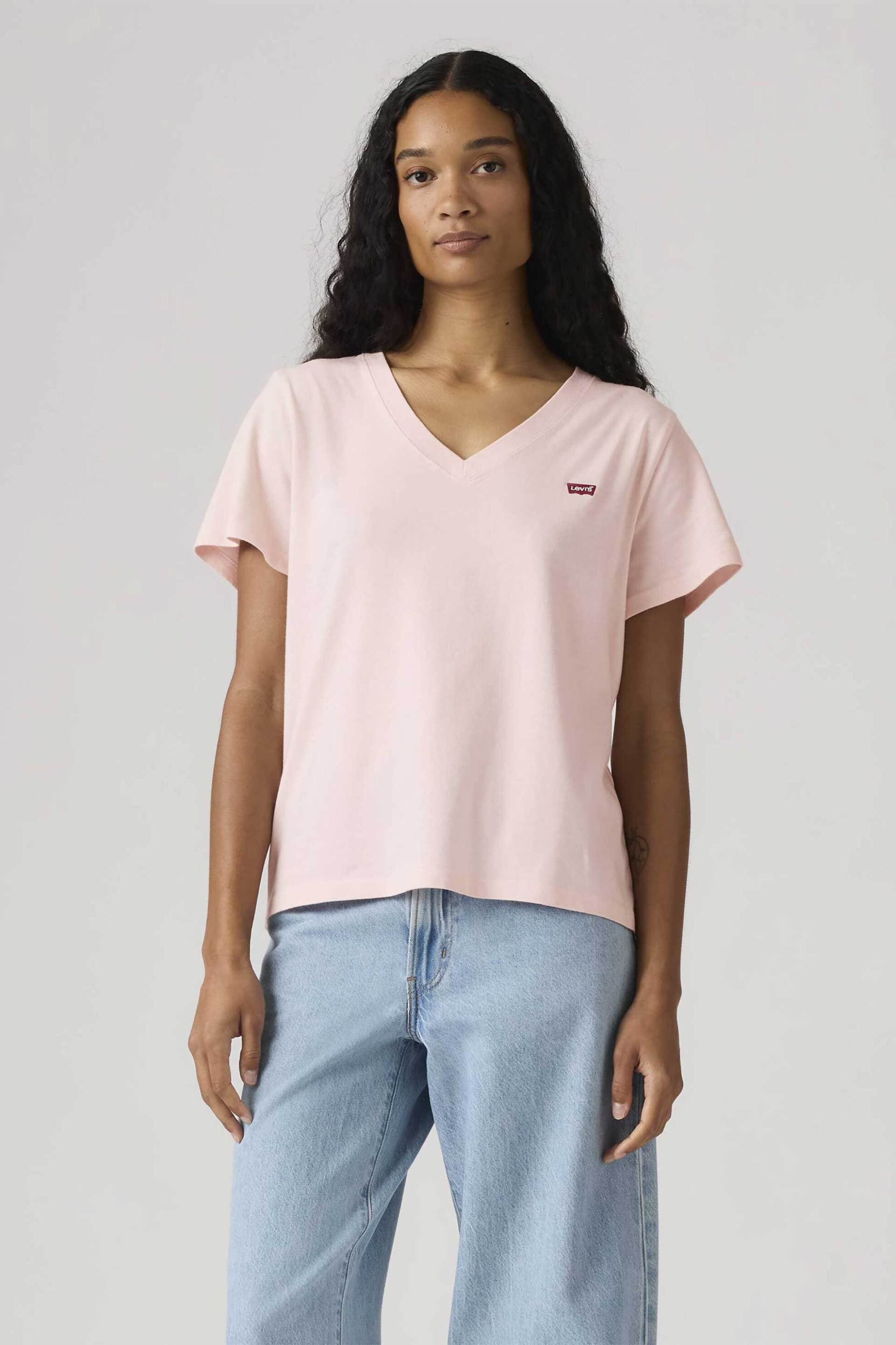 Levi's® γυναικείο T-shirt με V και λογότυπο Standard Fit "Favorite"